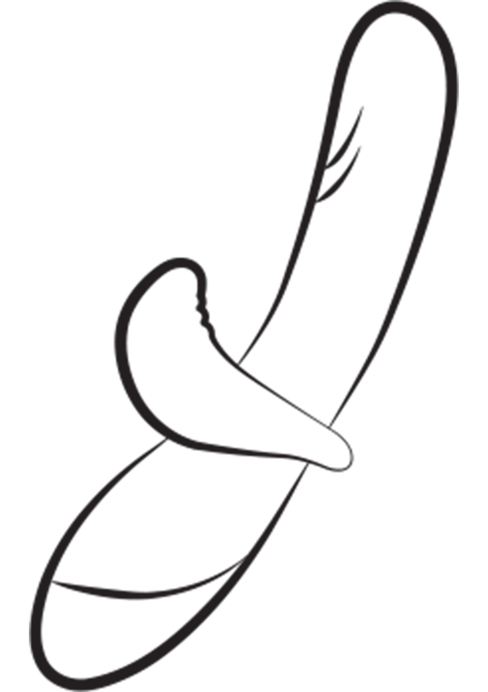 Vibromasseur à stimulation clitoridienne, dessin au trait noir sur fond blanc pour une expérience intime et ludique.; Clitorisstimulator vibrator, zwarte lijnen op witte achtergrond voor een intieme en speelse ervaring.; Clitoral stimulator vibrator, black outline on white background for an intimate and playful experience.