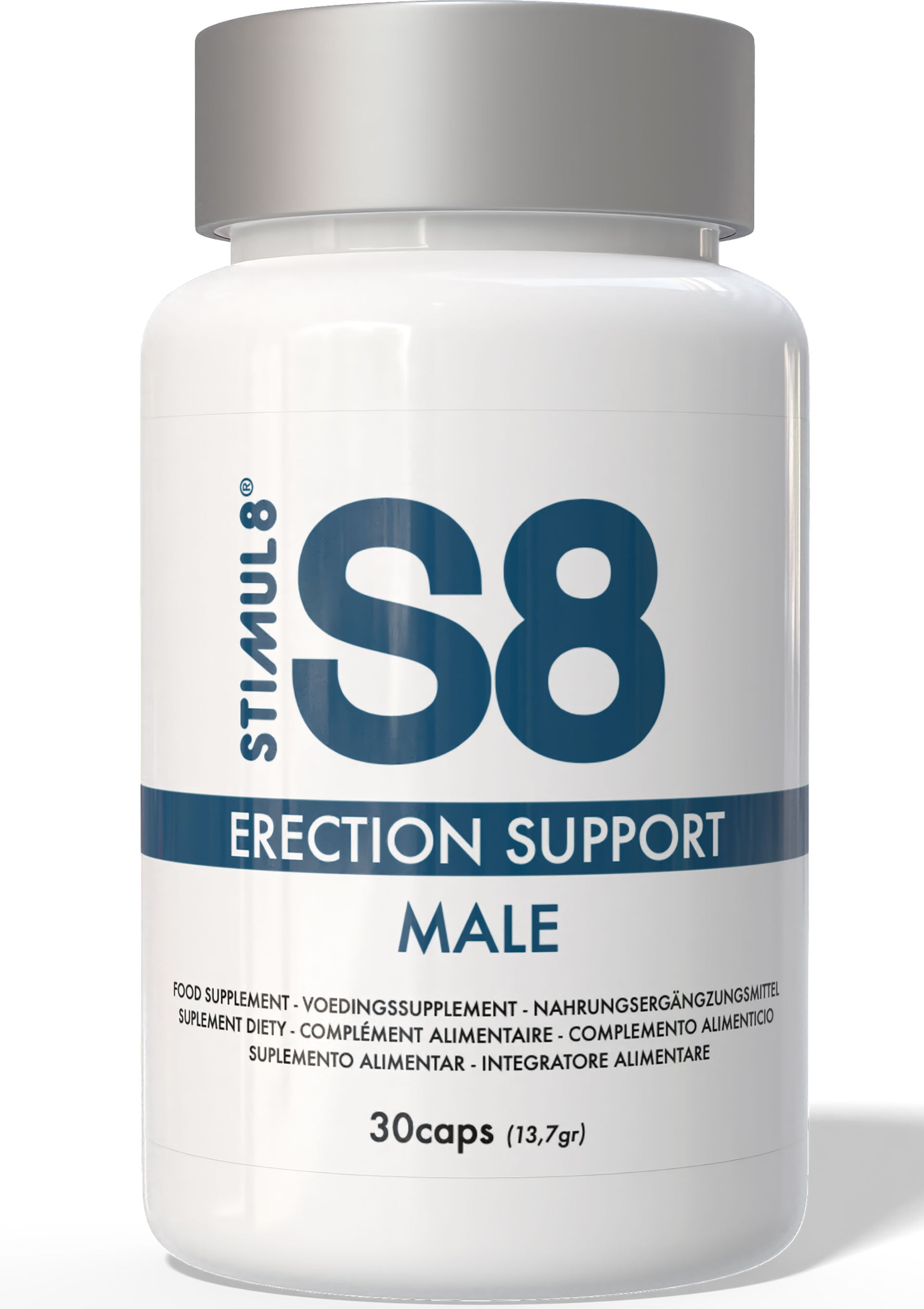 STIMUL8 S8, complément alimentaire pour hommes, soutien de l'érection. 30 capsules.; STIMUL8 S8, voedingssupplement voor mannen, erectie ondersteuning. 30 capsules.; STIMUL8 S8, male food supplement for erection support. 30 capsules.