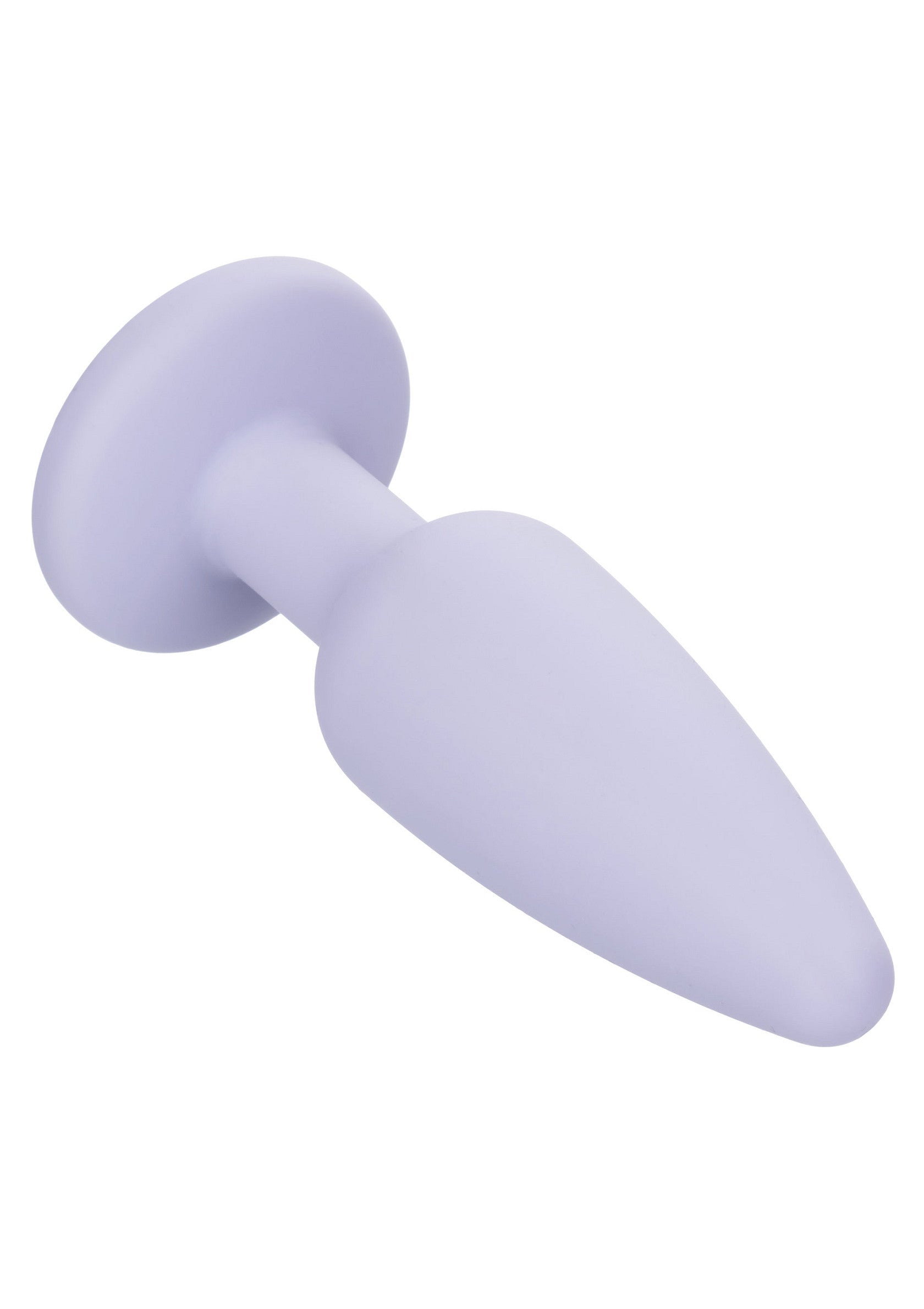 Plug anal lisse en silicone lavande pour une exploration sensuelle et confortable.; Lavendel siliconen buttplug voor sensuele en comfortabele anale stimulatie.; Lavender silicone butt plug for sensual & comfortable anal play.