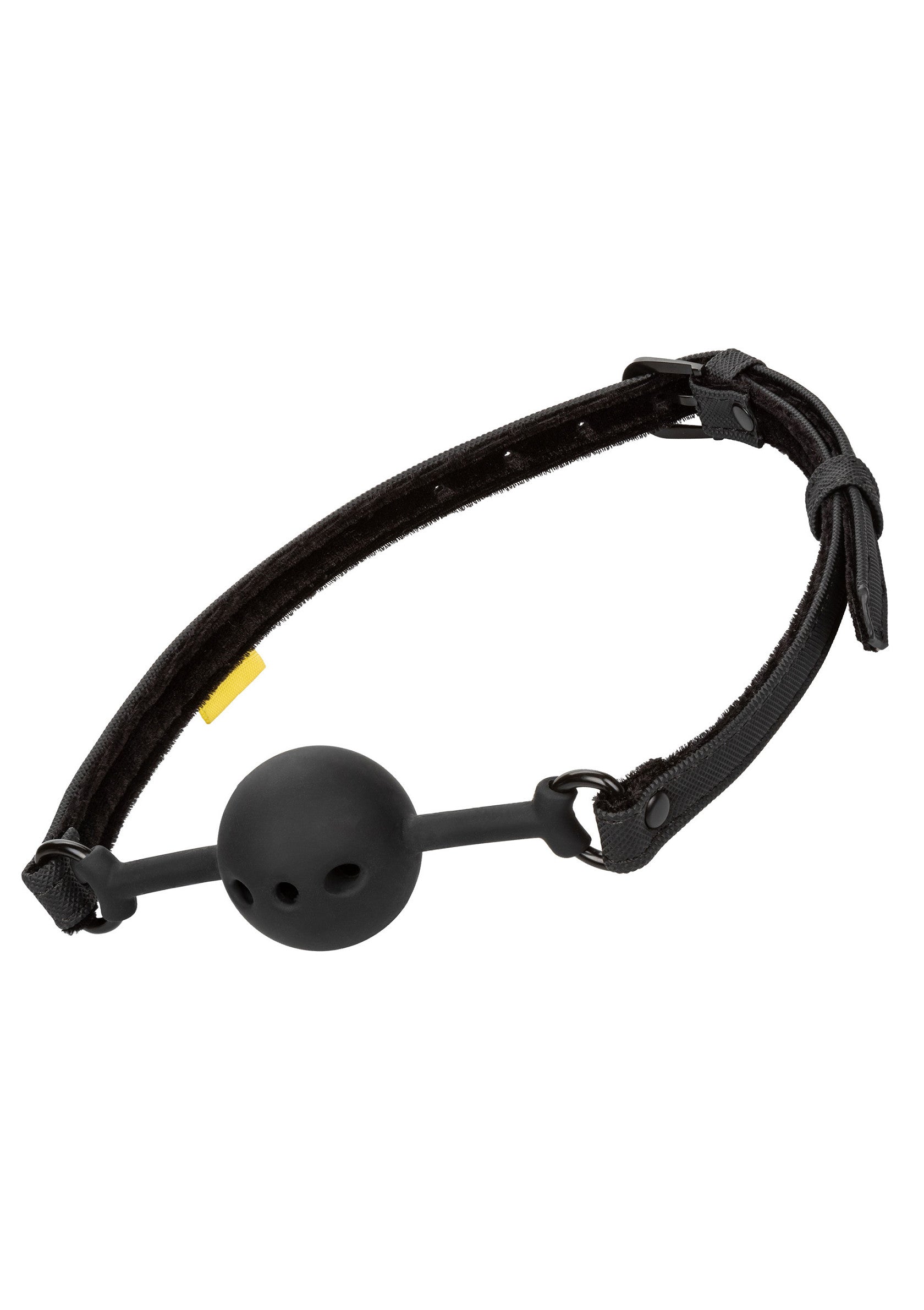 Bâillon à boule noir ajustable en cuir pour jeux coquins. Amusez-vous avec ce jouet de soumission.; Verstelbare zwarte balgrop gemaakt van leer voor ondeugende spelletjes. Veel plezier met dit onderdanige speeltje.; Adjustable black ball gag made of leather for kinky games. Have fun with this submissive toy.