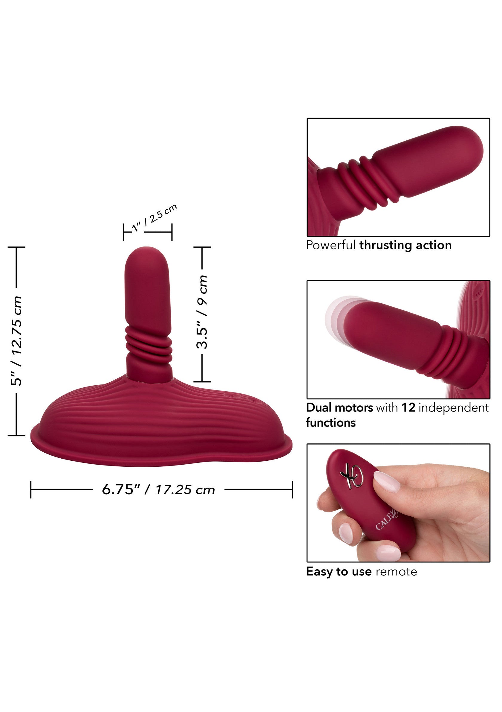 Masseur personnel rouge avec 12 fonctions, facile à utiliser avec télécommande.; Rode persoonlijke stimulator met 12 functies, gemakkelijk te gebruiken met afstandsbediening.; Red personal massager with 12 functions, easy to use with remote control.
