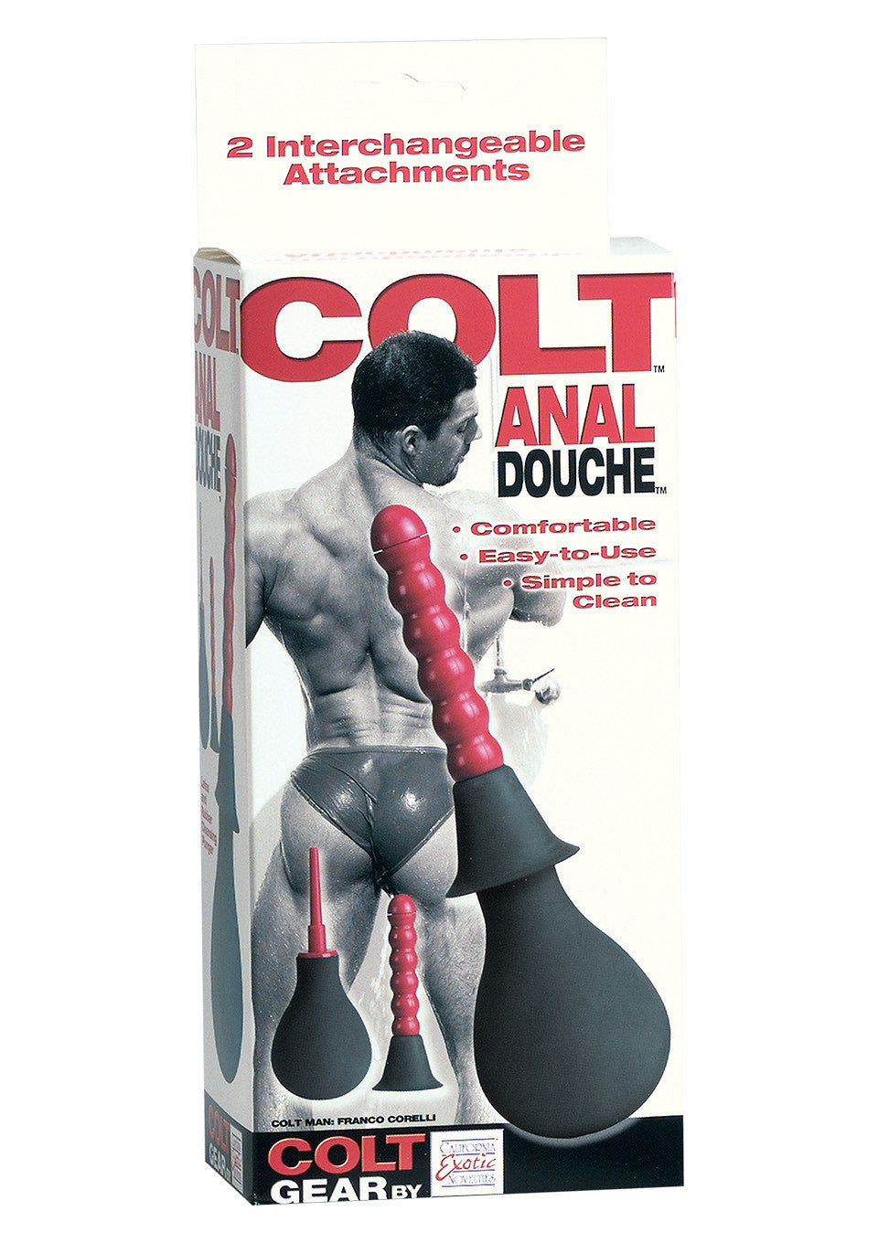 Colt Anal Douche : Kit d'hygiène intime confortable et facile à utiliser. Inclut 2 embouts interchangeables.; Colt Anal Douche: Comfortabele en makkelijk te gebruiken intieme hygiëneset. Inclusief 2 verwisselbare opzetstukken.; Colt Anal Douche: Comfortable and easy-to-use intimate hygiene kit. Includes 2 interchangeable attachments.