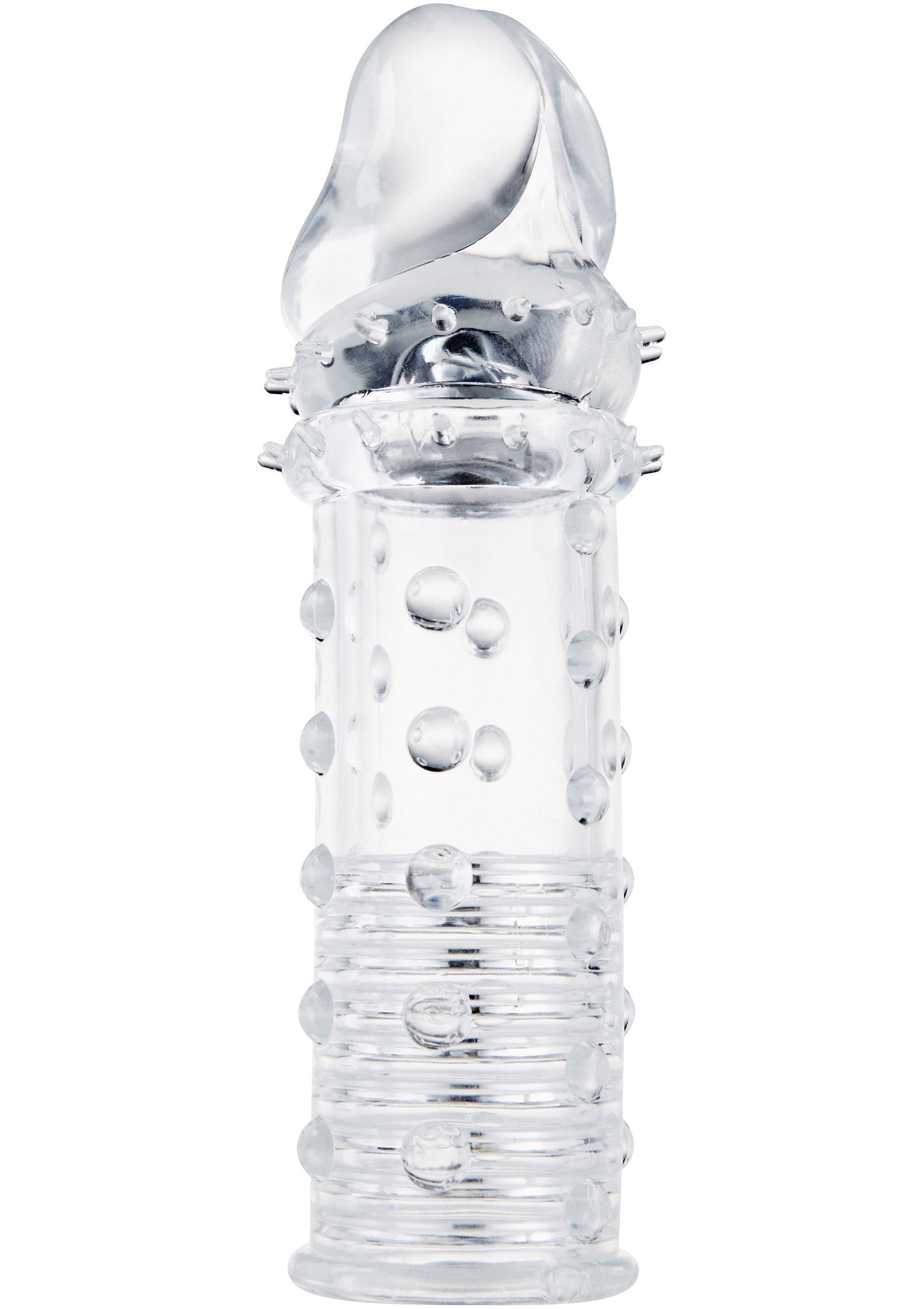 Améliorez le plaisir avec ce manchon pénien transparent texturé. Intensifiez les sensations et explorez de nouvelles expériences.; Verbeter het plezier met deze transparante peniskoker met textuur. Intensifieer sensaties en ontdek nieuwe ervaringen.; Enhance pleasure with this textured transparent penis sleeve. Intensify sensations and explore new experiences.