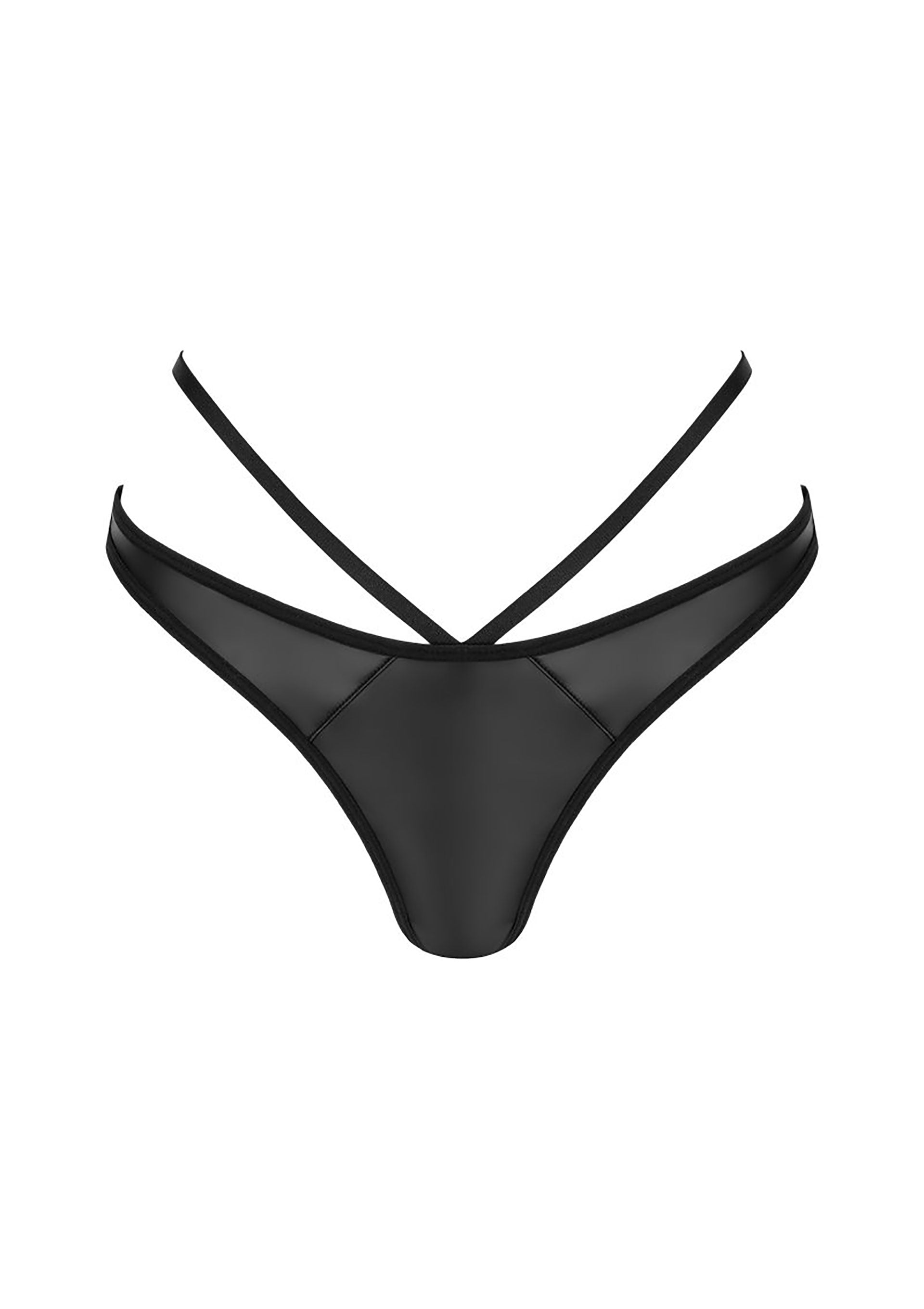 Culotte noire élégante avec bretelles croisées pour un look sensuel et moderne.; Elegante zwarte slip met gekruiste bandjes voor een sensuele en moderne look.; Elegant black panty with crossover straps for a sensual, modern look.