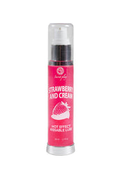 Lubrifiant comestible Secret Play Fraise et Crème. Effet chauffant. 50ml. ; Secret Play aardbei en room glijmiddel. Eetbaar met warmte effect. 50ml. ; Secret Play Strawberry and Cream Kissable Lube with Hot Effect. 50ml