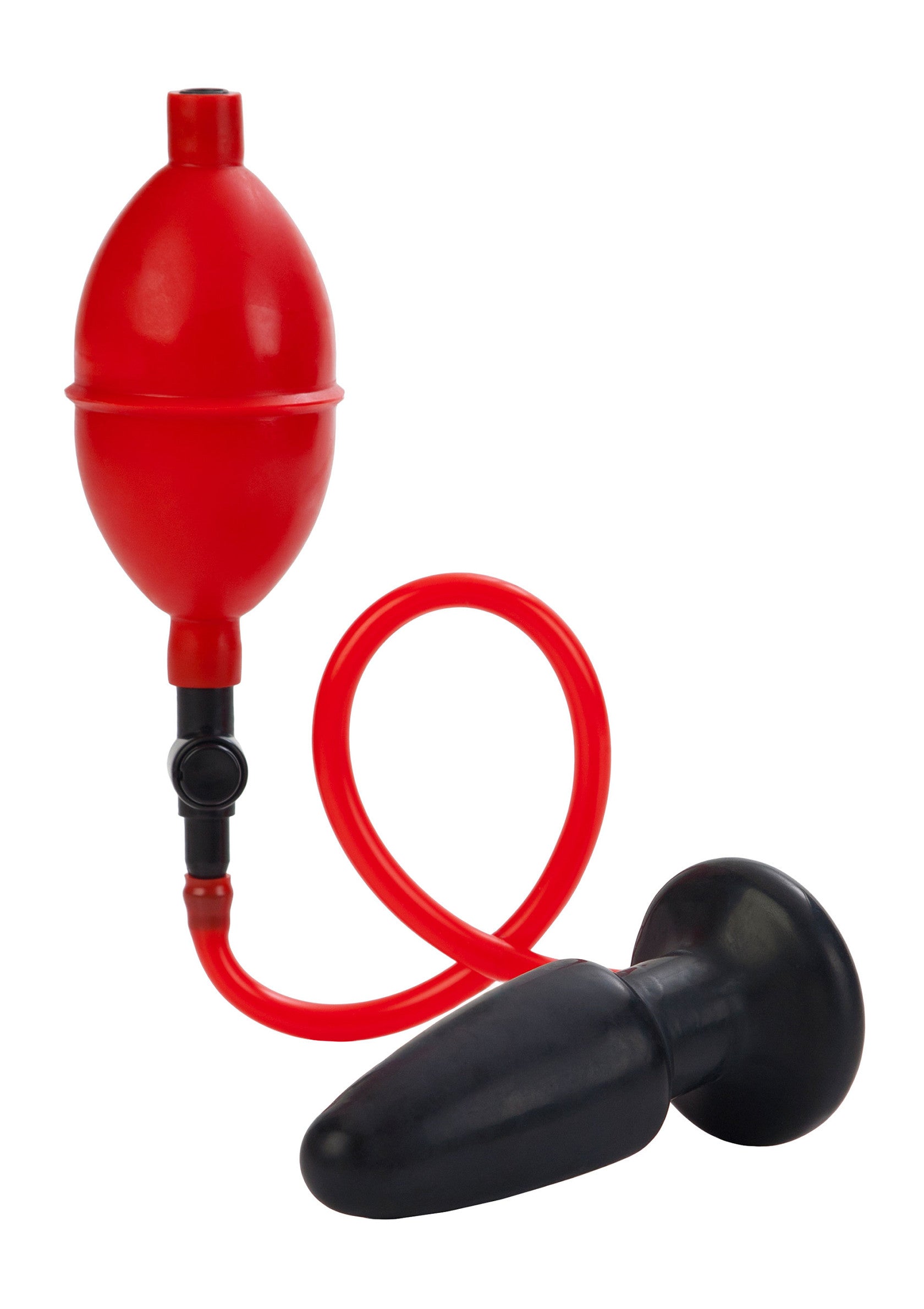 Plug anal gonflable noir avec une poire rouge pour une expérience intense. Achetez maintenant pour explorer de nouvelles sensations.; Zwarte opblaasbare anaalplug met rode bal voor een intense ervaring. Koop nu en ontdek nieuwe sensaties.; Black inflatable butt plug with red bulb for intense play. Shop now for pleasure and exploration!