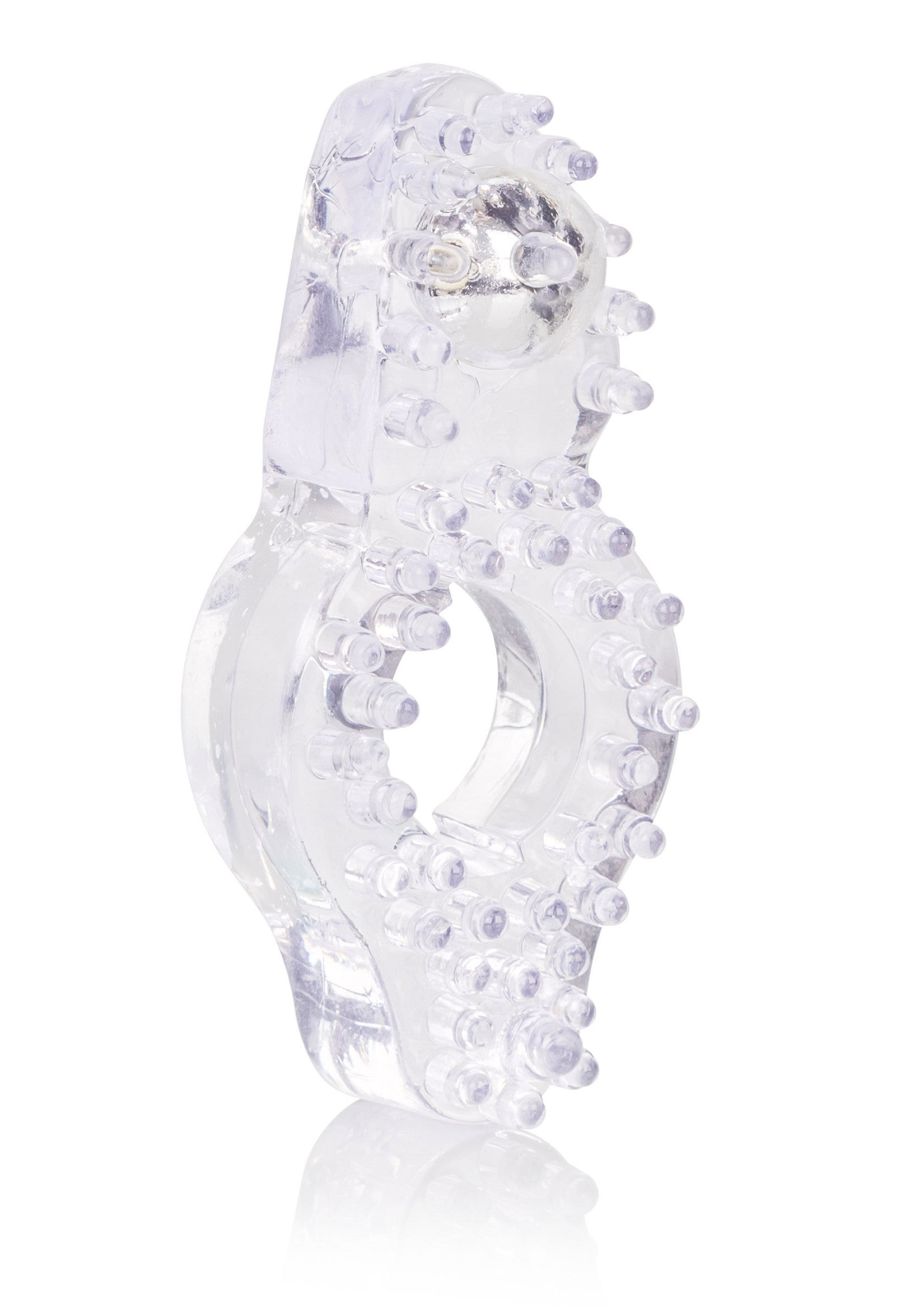 Anneau pénien texturé transparent pour une sensation accrue et un plaisir mutuel.; Transparante getextureerde penisring voor meer gevoel en wederzijds plezier.; Clear textured cock ring for enhanced sensation and mutual pleasure.