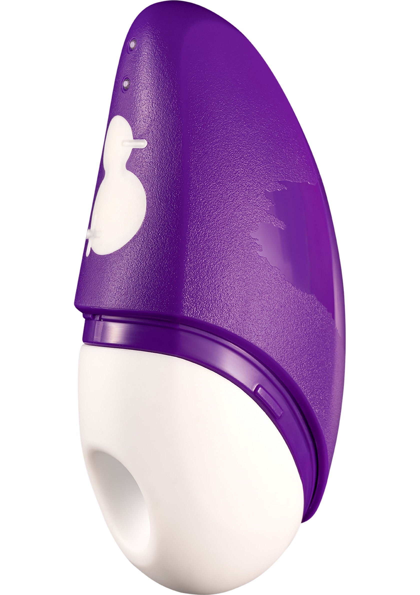 Masseur personnel violet et blanc avec motif canard. Compact et discret pour le plaisir où que vous soyez.; Paarse en witte persoonlijke massager met eendjesmotief. Compact en discreet voor plezier waar je ook bent.; Purple & white personal massager with duck design. Compact and discreet for pleasure wherever you are.