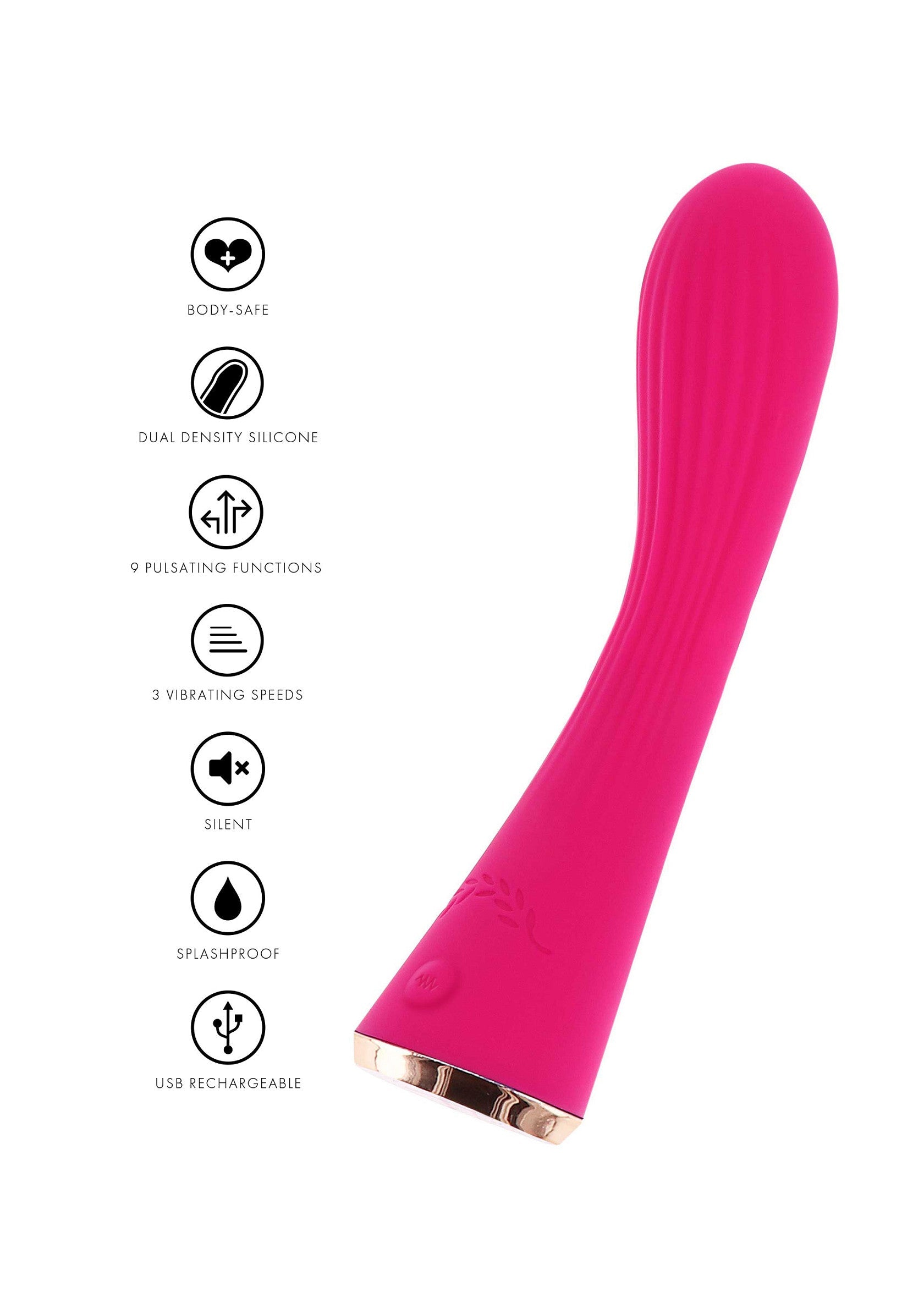 Vibromasseur rose en silicone doux, rechargeable USB, avec plusieurs vitesses et fonctions de vibration. Plaisir garanti!; Roze vibrator van zacht siliconen, USB oplaadbaar, met meerdere vibratiesnelheden en functies. Gegarandeerd plezier!; Pink vibrator made of soft silicone, USB rechargeable, with multiple vibration speeds and functions. Pleasure guaranteed!