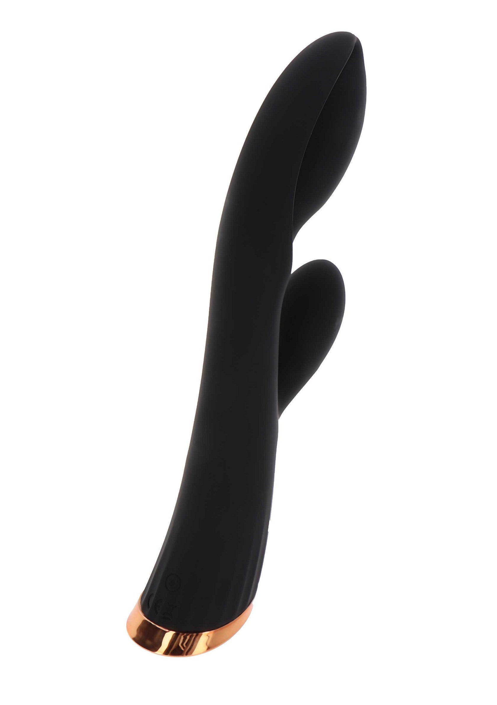 Vibromasseur noir élégant avec embout doré pour une expérience sensuelle. Découvrez le plaisir ultime.; Elegante zwarte vibrator met gouden accent. Ontdek ultiem genot en sensualiteit. Perfect voor solo plezier.; Sleek black vibrator with a gold accent for ultimate pleasure. Discover sensual satisfaction with this toy.