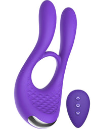 Vibrateur violet avec télécommande pour des plaisirs variés et intenses.; Paarse vibrator met afstandsbediening voor gevarieerd en intens genot.; Purple vibrator with remote control for varied & intense pleasure.