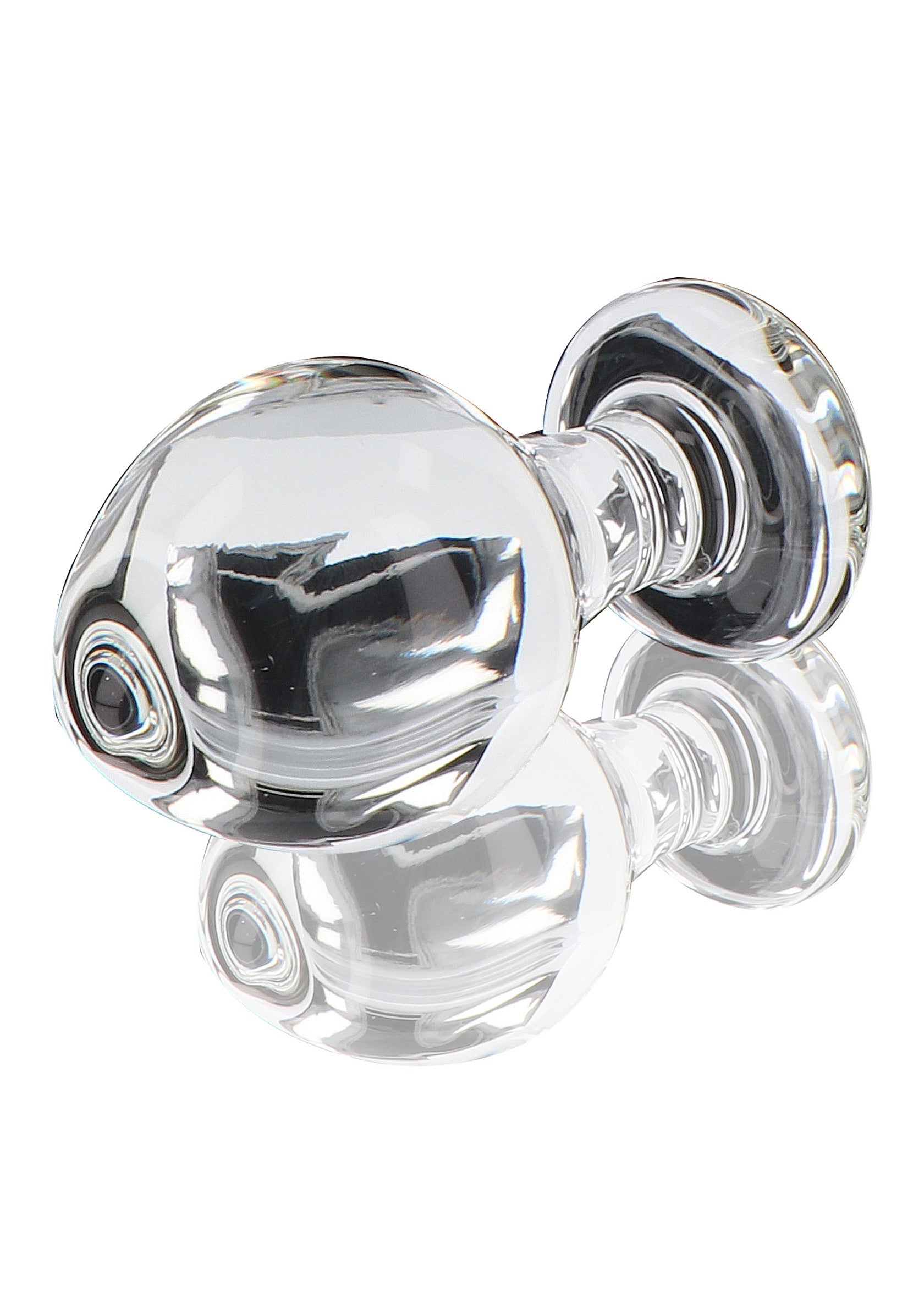 Plug anal en verre transparent pour une expérience unique et agréable.; Transparante glazen anaalplug voor een unieke en aangename ervaring.; Clear glass butt plug for a unique and pleasurable experience.