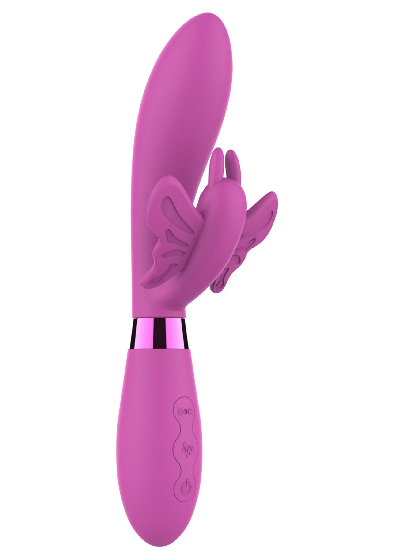 Vibromasseur rose avec papillon pour des sensations intenses.; Roze vibrator met vlinder voor intense sensaties.; Pink vibrator featuring butterfly design for intense sensations.