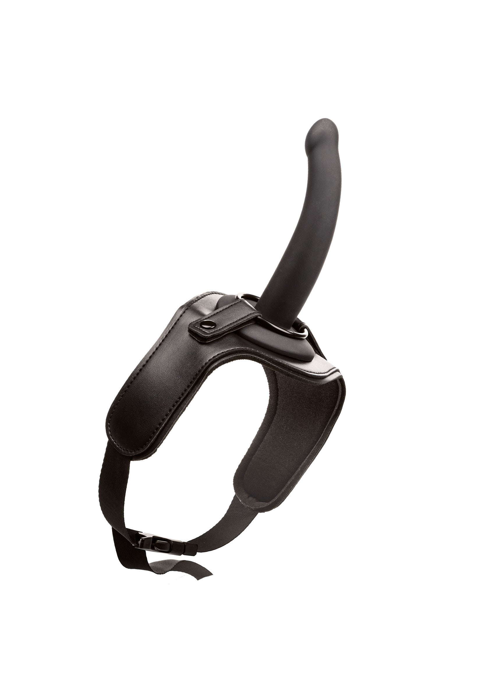 Harnais pour gode en cuir noir, réglable et confortable pour une expérience sensuelle intense.; Zwart leren dildoharnas, verstelbaar en comfortabel voor een intense sensuele ervaring.; Black leather dildo harness, adjustable and comfortable for an intense sensual experience.