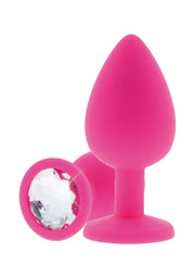 Plug anal rose avec un bijou en cristal. Plaisir et élégance combinés.; Roze anale plug met kristallen juweel. Plezier en elegantie gecombineerd.; Pink butt plug with crystal jewel. Pleasure and elegance combined.
