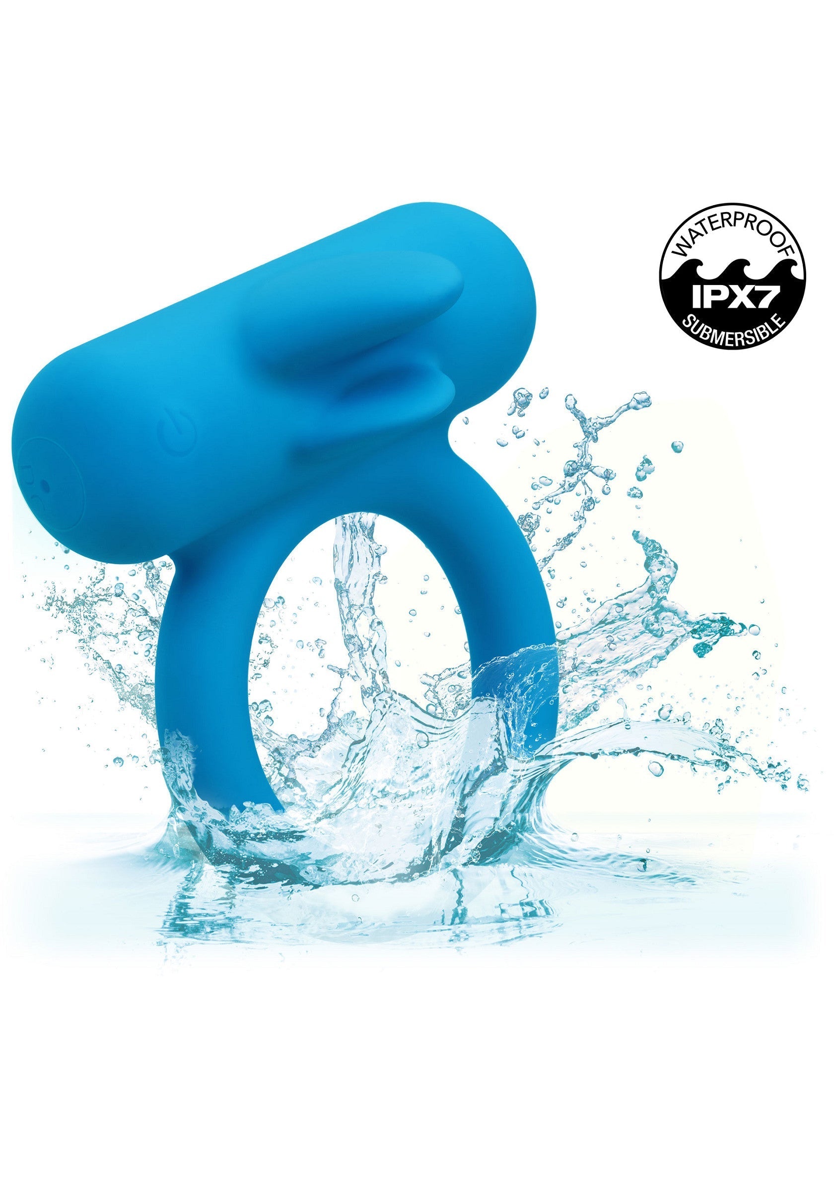 Anneau vibrant bleu étanche IPX7 pour plus de plaisir. Découvrez nos accessoires érotiques de qualité.; Blauwe vibrerende ring IPX7 waterdicht voor meer plezier. Ontdek onze kwaliteit erotische accessoires.; Blue vibrating cock ring IPX7 waterproof for more pleasure. Discover our quality erotic accessories.