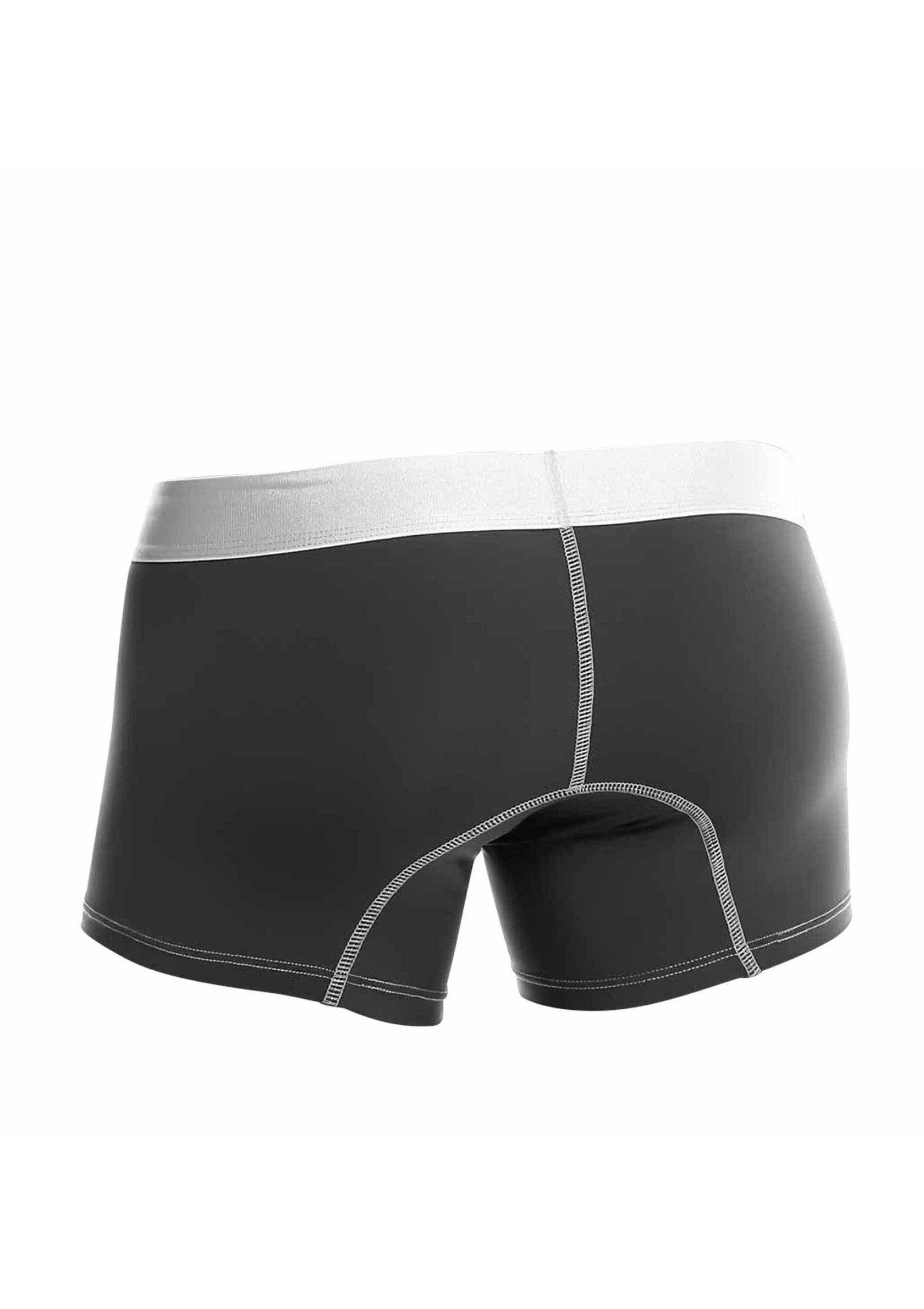 Short de bain noir et blanc pour femmes. Maillot de bain sportif et confortable.; Zwarte en witte dames zwemshort. Sportief en comfortabel zwempak.; Black and white women's swim shorts. Sporty and comfortable swimsuit bottoms.