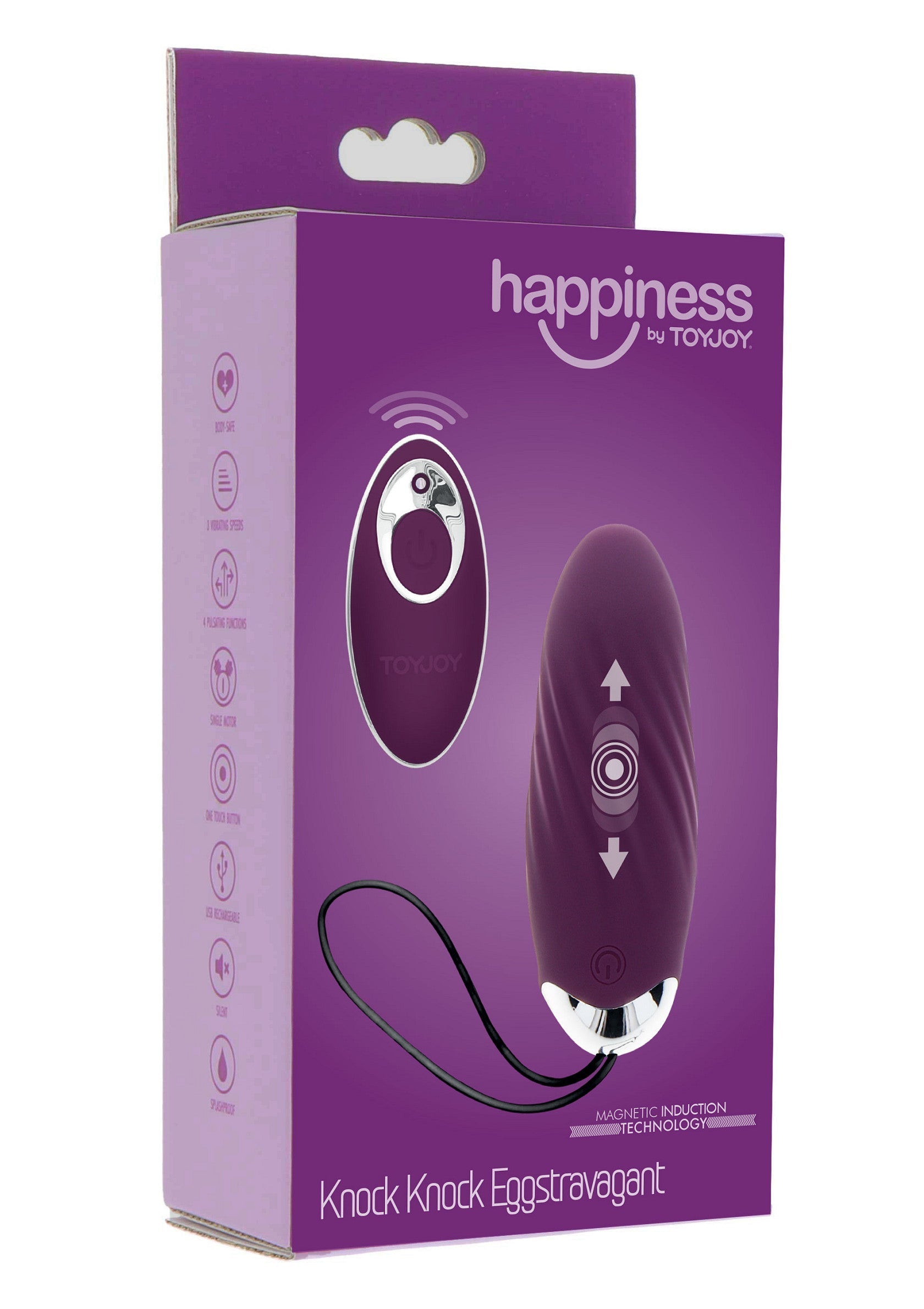 ToyJoy Happiness Knock Knock Eggstravagant vibromasseur de luxe pour adultes. ; ToyJoy Happiness Knock Knock Eggstravagant luxe vibrator voor volwassenen.; ToyJoy Happiness Knock Knock Eggstravagant luxury vibrator for adults.