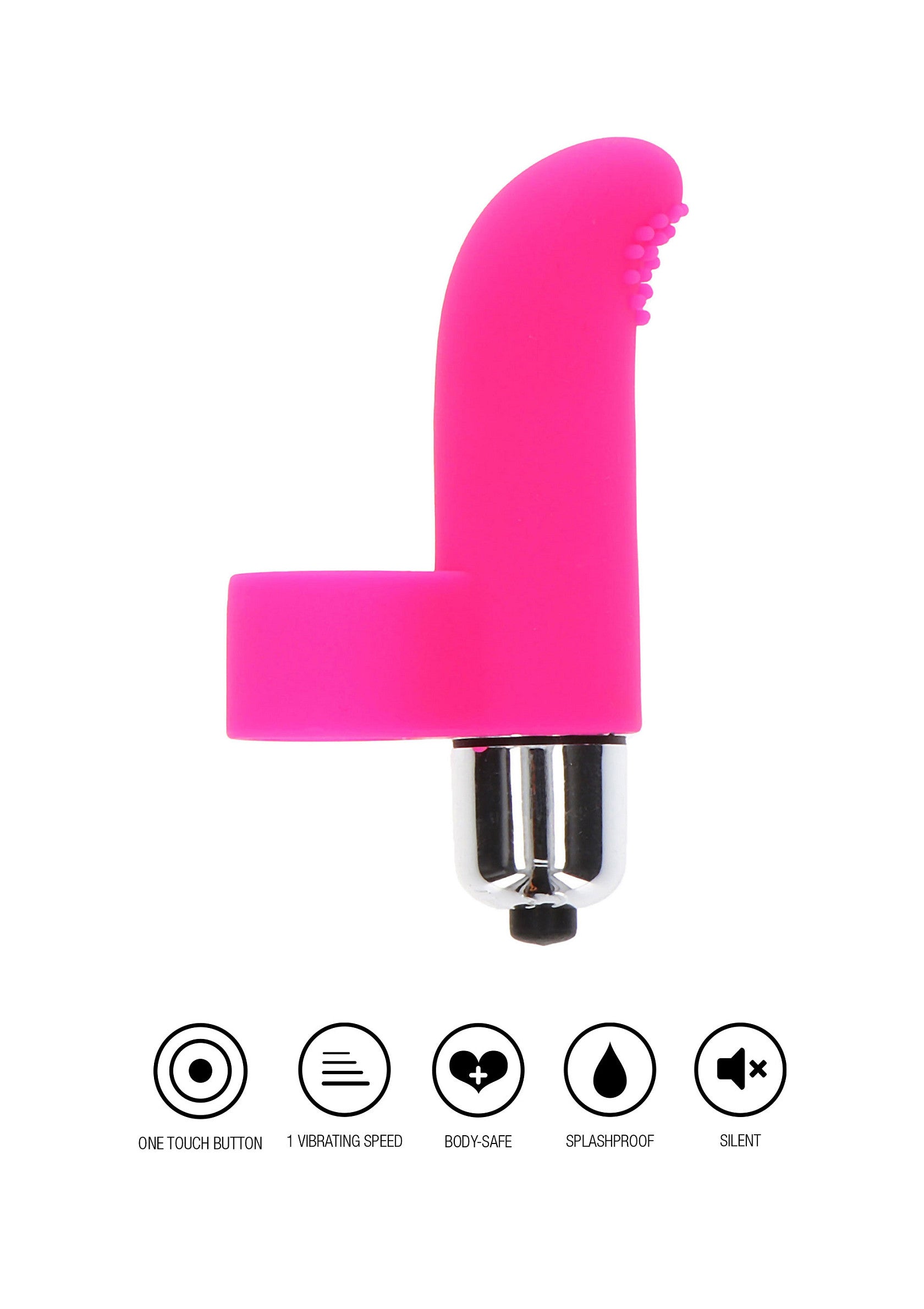 Vibrateur pour doigts rose, plaisir discret et intense. Conception silencieuse, étanche et sécurisée pour le corps.; Roze vinger vibrator, voor discreet en intens genot. Stille, waterdichte en lichaamsveilige ontwerp.; Pink finger vibrator for discreet and intense pleasure. Silent, splashproof, body-safe design.