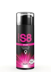 Gel clitoridien chauffant S8 Spark Stimul8, 30ml. Stimulez le plaisir avec ce gel de qualité allemande.; S8 Spark Stimul8 Clitoris Gel Warming, 30ml. Stimuleer het plezier met deze gel van Duitse kwaliteit.; S8 Spark Stimul8 Clitoral Warming Gel, 30ml. Stimulate pleasure with this German quality grade gel.