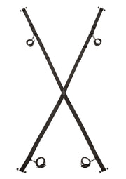Croix de bondage noire avec menottes ajustables, pour des jeux de rôle SM.; Zwart bondage kruis met verstelbare handboeien, voor SM rollenspellen.; Black bondage cross with adjustable handcuffs, for SM role-playing games.