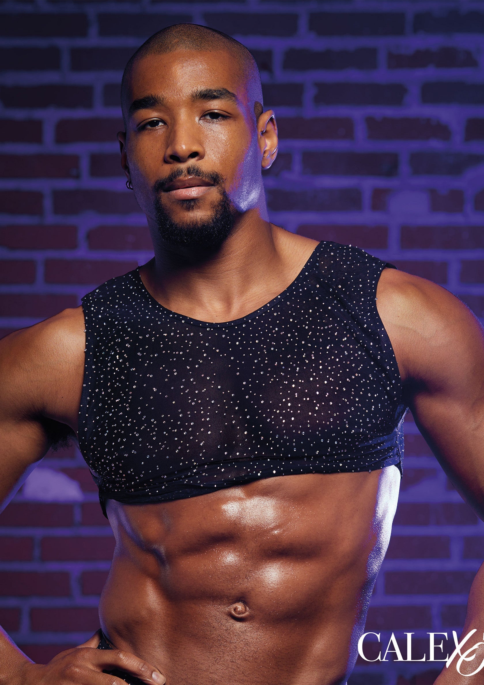 Débardeur scintillant pour homme. Idéal pour la danse et les soirées.; Glitterende herentop. Ideaal voor dansen en feestjes.; Sparkly men's top. Great for dancing and clubbing.