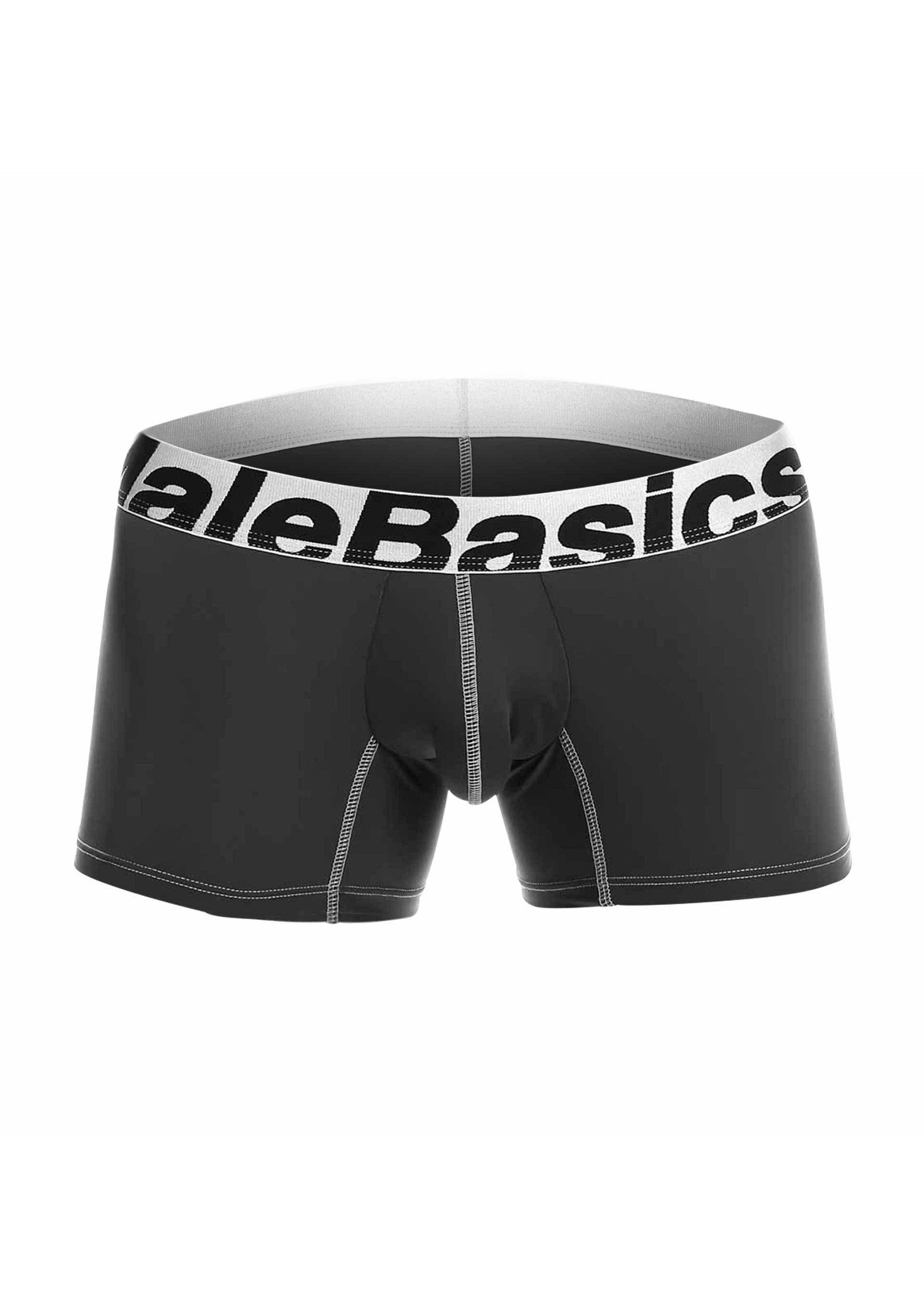 Boxer noir pour homme, ceinture élastique avec logo MaleBasics, confort et maintien parfaits. Idéal pour le quotidien.; Zwarte herenboxer met elastische band met MaleBasics logo. Comfort en ondersteuning. Perfect voor dagelijks gebruik.; Black men's boxer briefs, elastic waistband with MaleBasics logo. Comfort and support. Perfect for everyday wear.