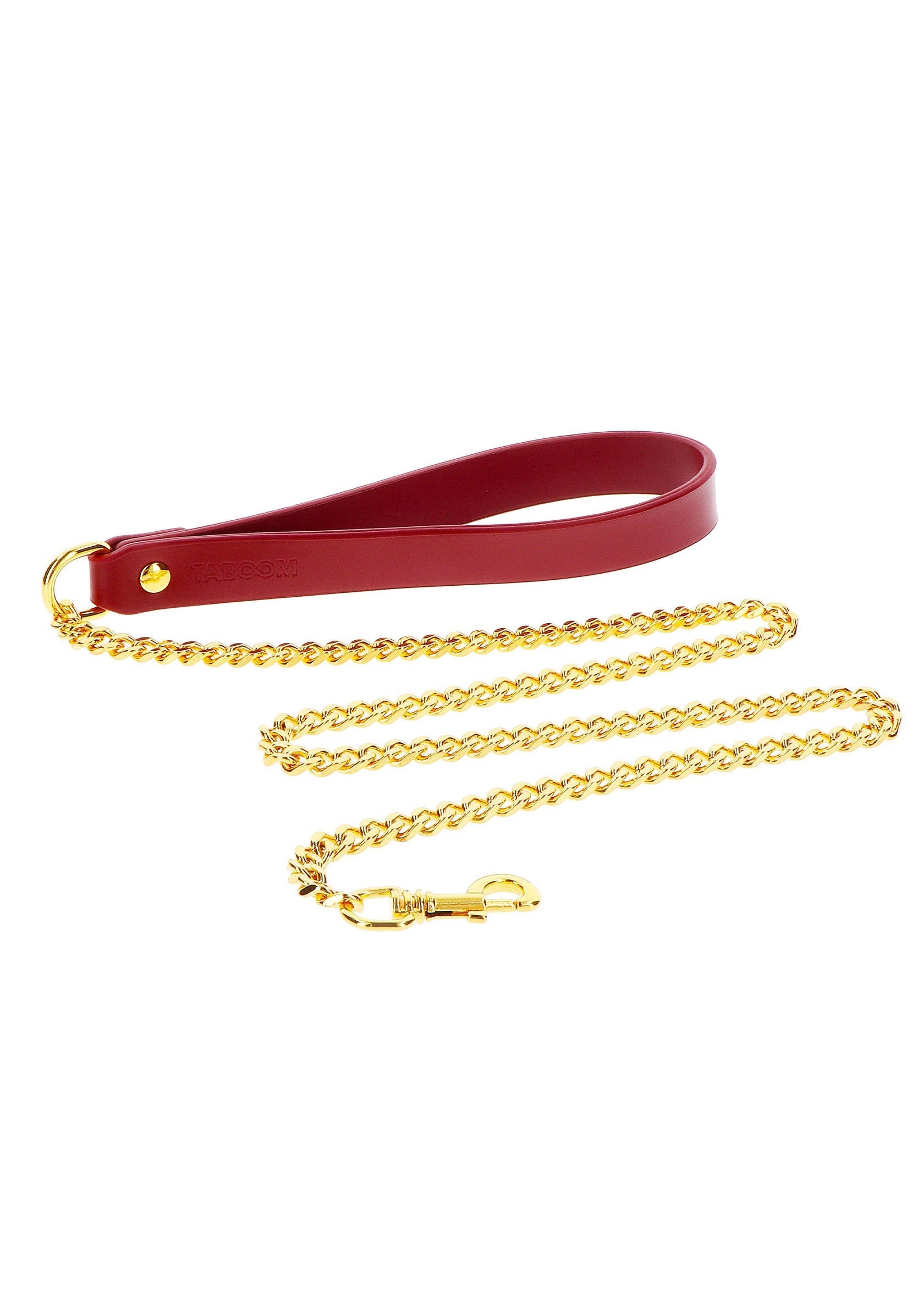 Laisse pour chien rouge et or, élégante et résistante. Parfaite pour les promenades avec style.; Rode en gouden hondenriem, elegant en duurzaam. Perfect voor wandelingen in stijl.; Red and gold dog leash, stylish and durable. Perfect for walks with style.