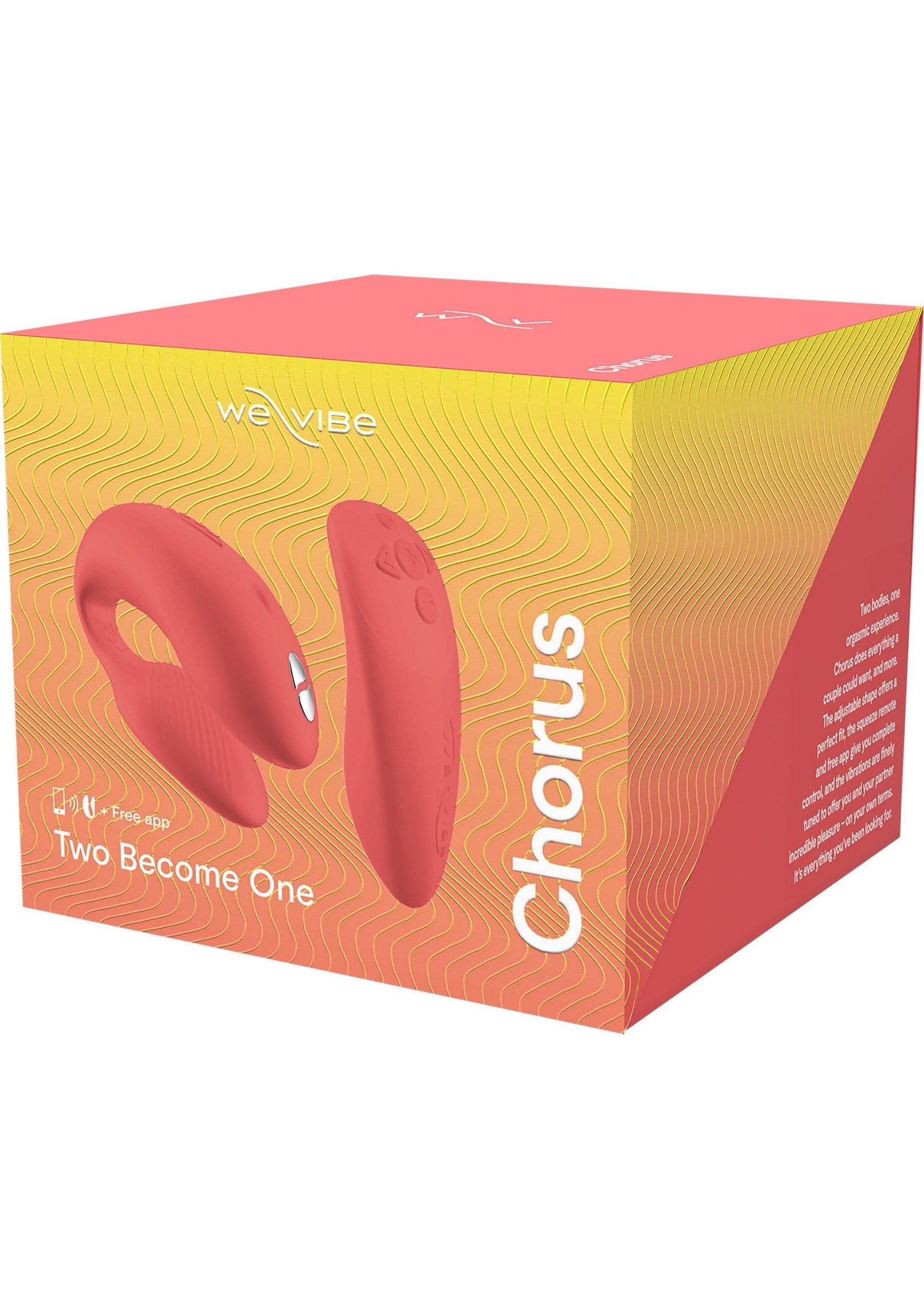 We-Vibe Chorus, vibromasseur connecté pour couples. Intensifiez votre plaisir partagé avec ce sextoy innovant.; We-Vibe Chorus, verbonden vibrator voor koppels. Intensifieer je gedeelde plezier met dit innovatieve seksspeeltje.; We-Vibe Chorus, connected vibrator for couples. Intensify your shared pleasure with this innovative sex toy.