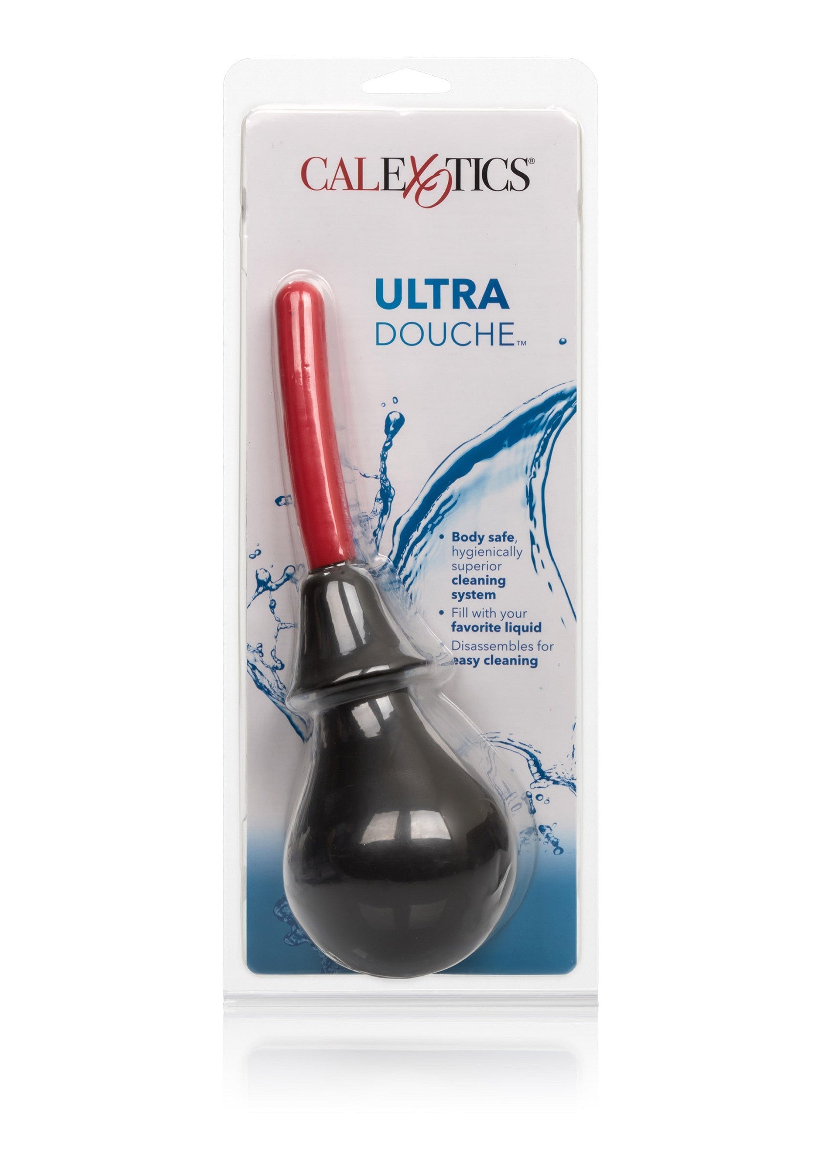 Poire de lavement CalExotics Ultra Douche pour une hygiène intime optimale. Nettoyage en douceur et facile à utiliser.; CalExotics Ultra Douche klysma voor optimale intieme hygiëne. Zachte reiniging en gemakkelijk te gebruiken.; CalExotics Ultra Douche enema for optimal intimate hygiene. Gentle cleansing and easy to use.