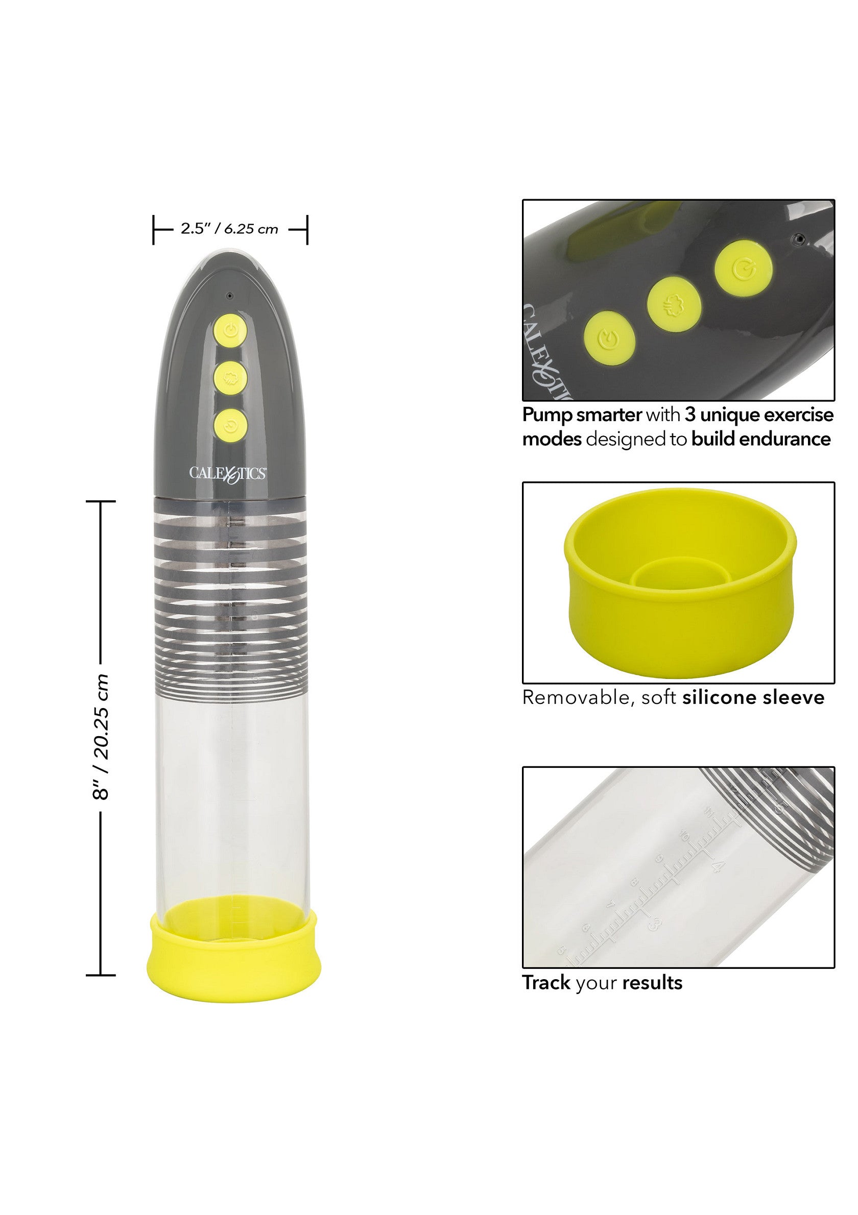 Pompe d'amélioration masculine avec manchon en silicone amovible et modes d'exercice pour l'endurance.; Mannelijke verbeteringspomp met verwijderbare siliconen hoes en trainingsmodi voor uithoudingsvermogen.; Male enhancement pump with removable silicone sleeve & exercise modes for endurance.