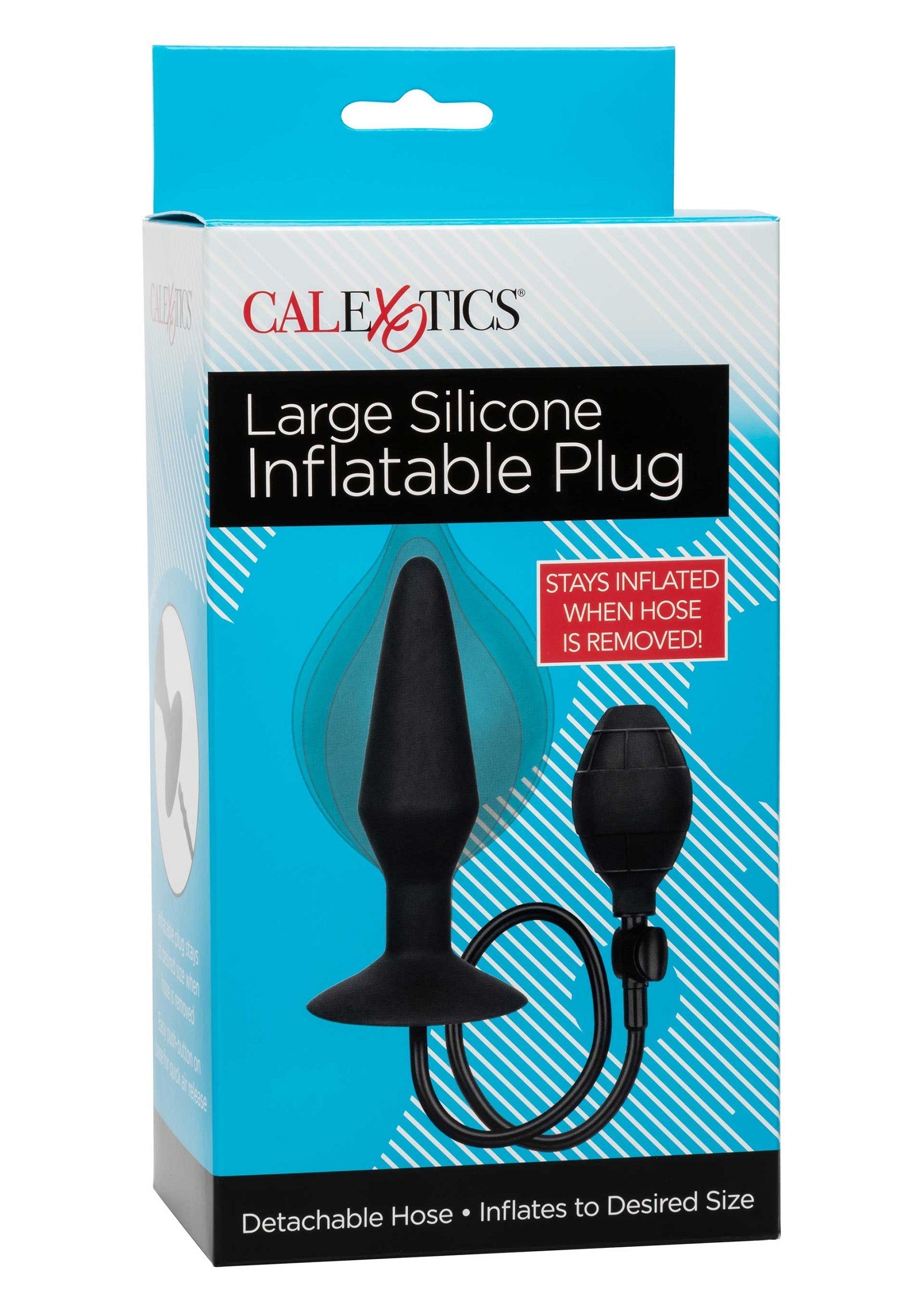 Plug gonflable en silicone CalExotics. Grand format. Tuyau détachable.; CalExotics grote siliconen opblaasbare plug. Afneembare slang.; CalExotics large silicone inflatable plug. Detachable hose.