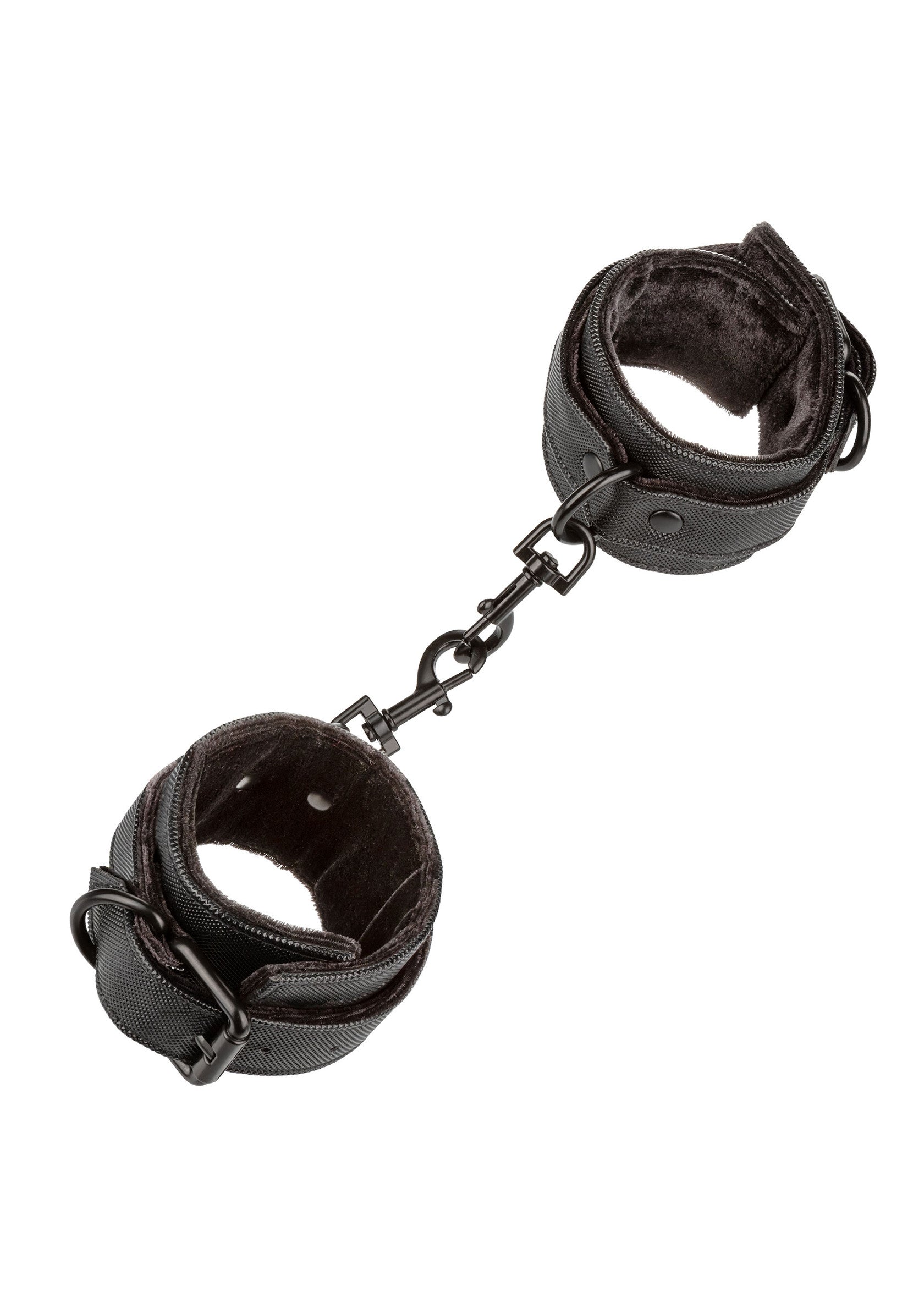 Menottes noires classiques pour une expérience audacieuse et sécurisée. Confortables et réglables.; Klassieke zwarte handboeien voor een gedurfde en veilige ervaring. Comfortabel en verstelbaar.; Classic black handcuffs for a daring and secure experience. Comfortable and adjustable.
