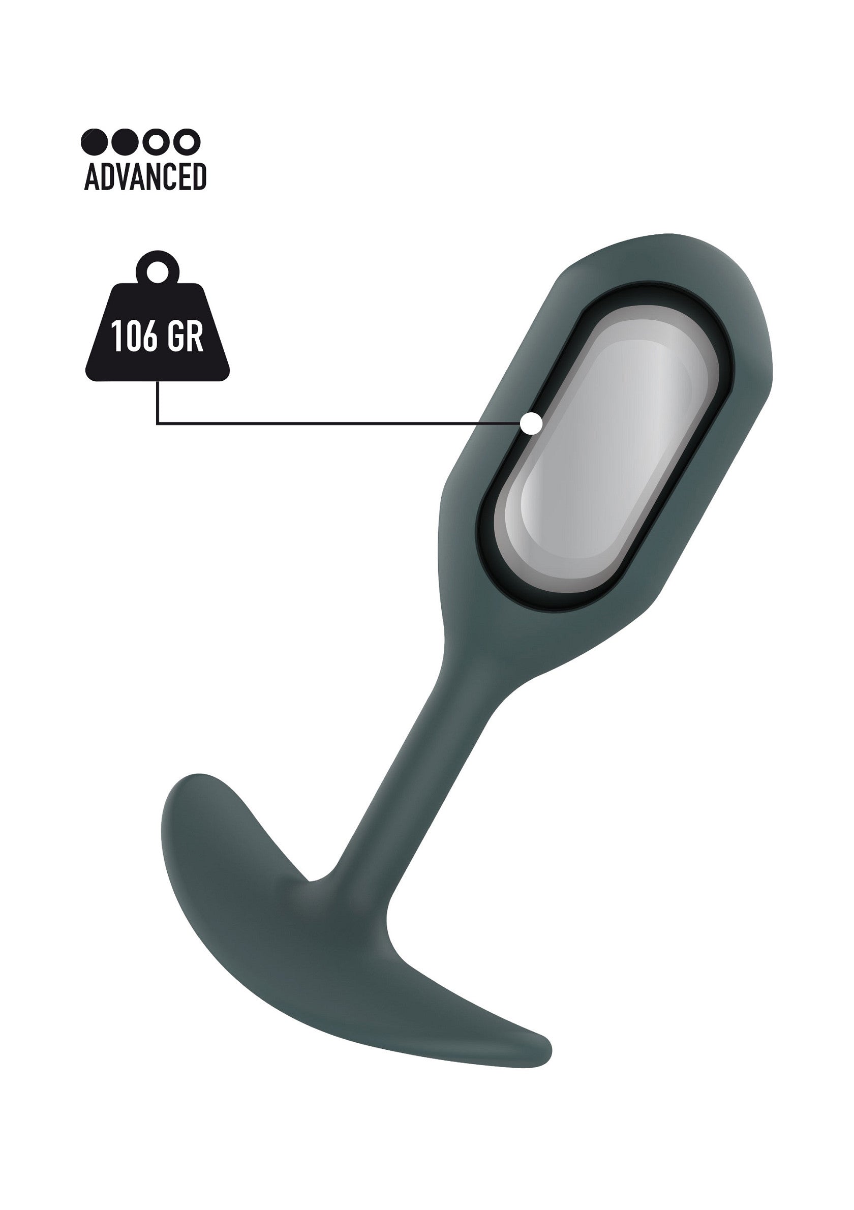 Plongez dans le plaisir avec ce plug anal avancé de 106g. Design unique pour une expérience intense et confortable.; Ervaar intens genot met deze geavanceerde anaalplug van 106g. Uniek ontwerp voor een comfortabele en stimulerende ervaring.; Dive into pleasure with this advanced 106g anal plug. Unique design for an intense and comfortable experience.