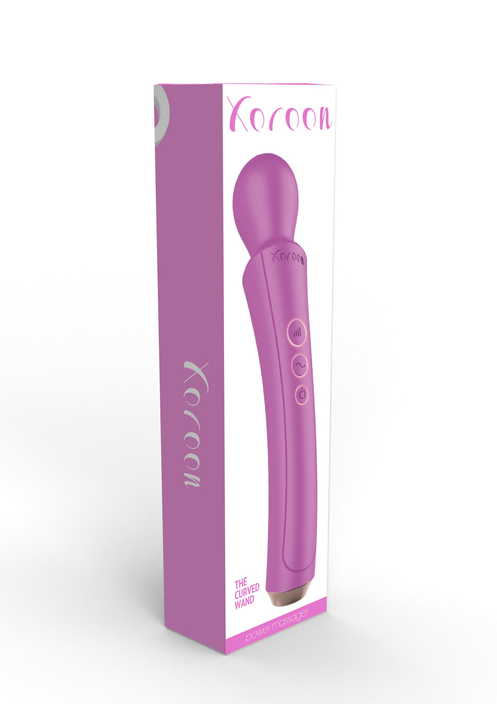 Baguette de massage rose Koroon dans son emballage. Plaisir et bien-être garantis avec cet accessoire intime.; Roze Koroon massage staaf in de verpakking. Gegarandeerd plezier en welzijn met dit intieme accessoire.; Pink Koroon massage wand in its packaging. Guaranteed pleasure and well-being with this intimate accessory.