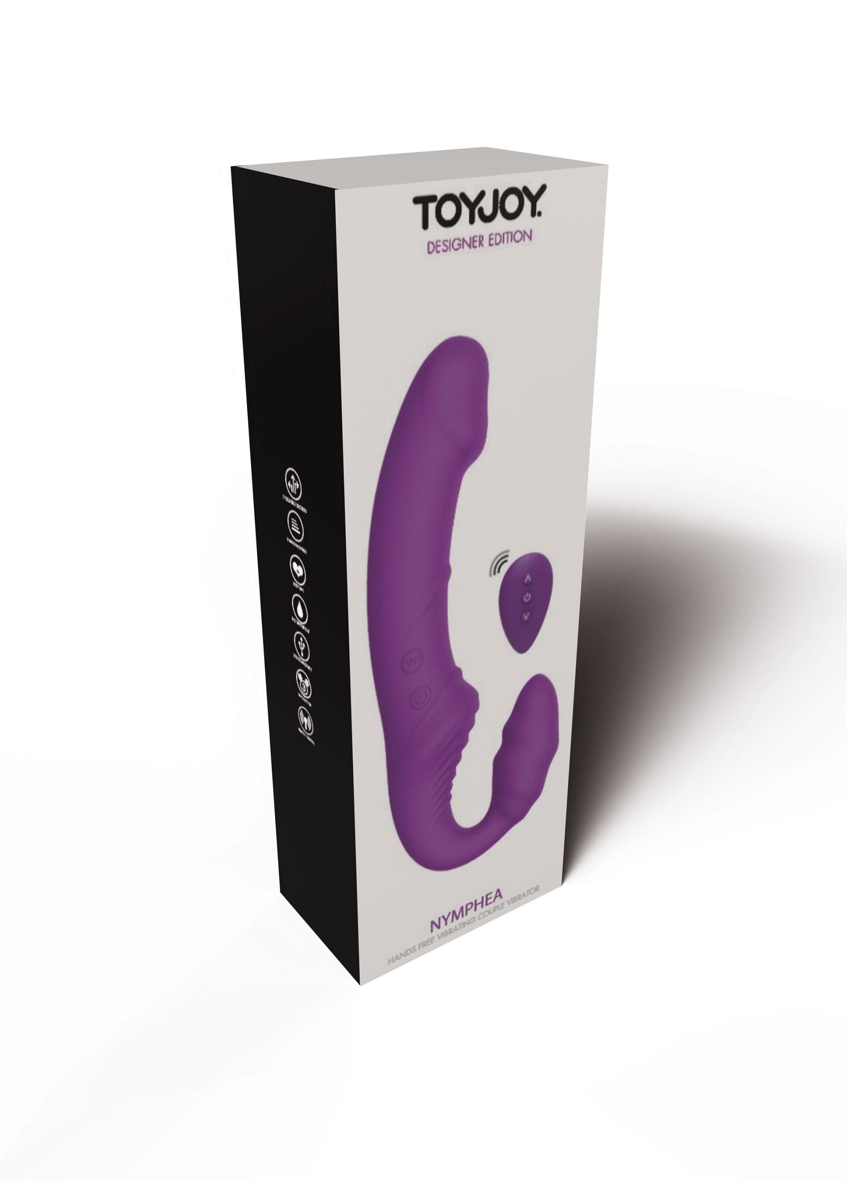 ToyJoy Nymphea vibromasseur double avec télécommande sans fil. Edition Designer. Plaisir garanti!; ToyJoy Nymphea dubbele vibrator met draadloze afstandsbediening. Designer editie. Gegarandeerd plezier!; ToyJoy Nymphea double vibrator with wireless remote. Designer edition. Guaranteed pleasure!