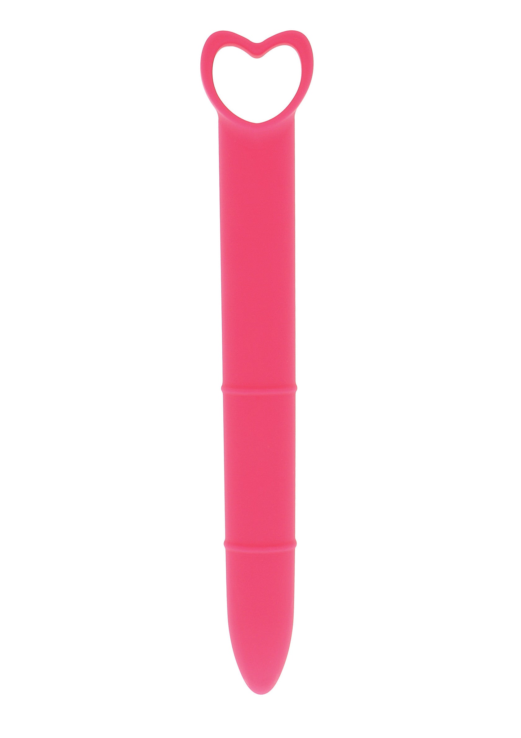Vibromasseur rose avec une poignée en forme de cœur pour le plaisir.; Roze vibrator met hartvormige handgreep voor genot.; Pink vibrator with a heart-shaped handle for pleasure.