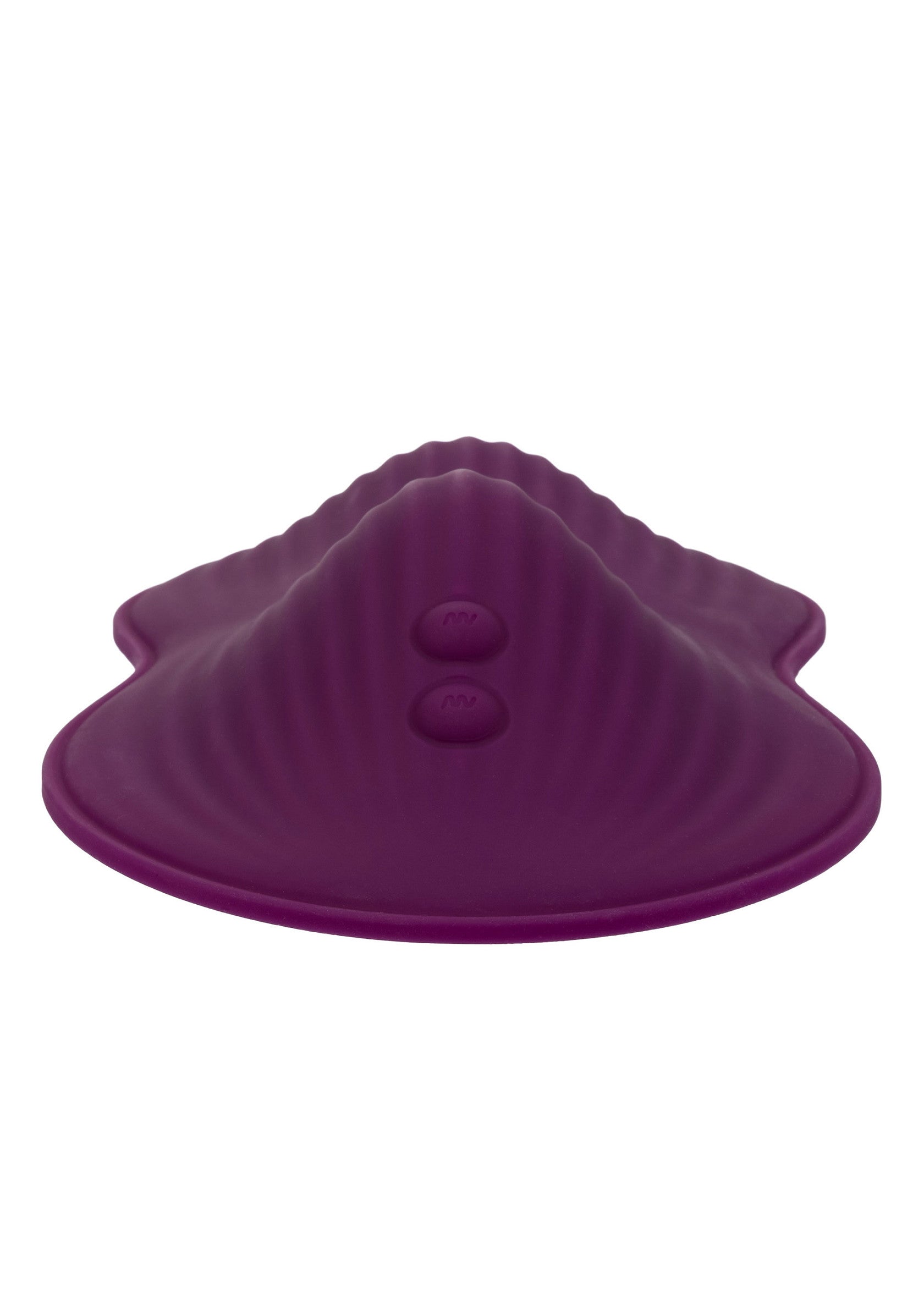 Vibromasseur clitoridien en forme de coquillage violet pour un plaisir intense.; Paarse clitorisstimulator in de vorm van een schelp voor intens plezier.; Purple seashell-shaped clitoral stimulator for intense pleasure.