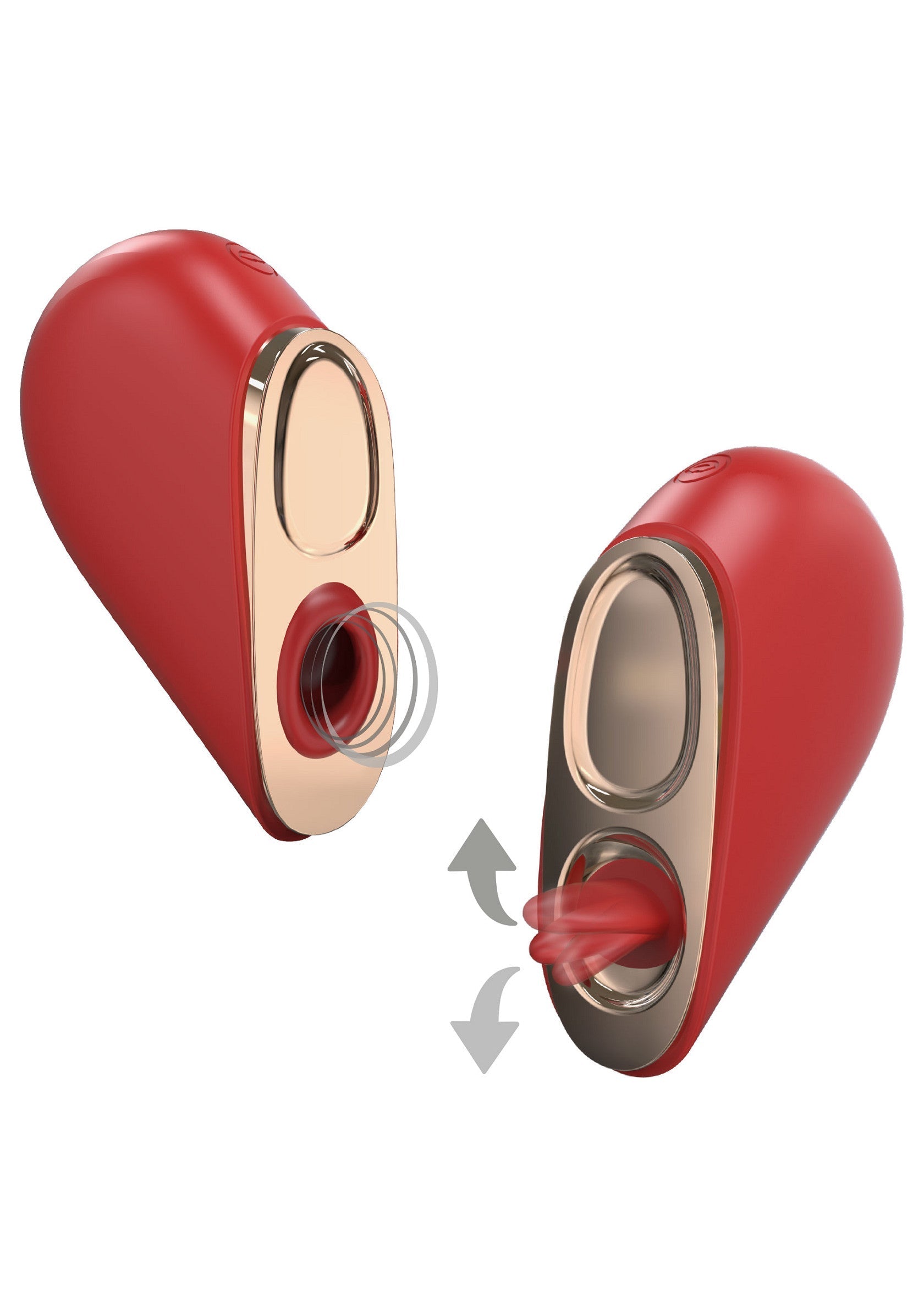 Masseur vibrant rouge et or pour des sensations intenses. Compact et discret, idéal pour explorer le plaisir personnel.; Rode en gouden vibrerende stimulator voor intense sensaties. Compact en discreet, ideaal voor persoonlijke ontdekkingen.; Red & gold vibrating massager for intense sensations. Compact & discreet, ideal for exploring personal pleasure. 