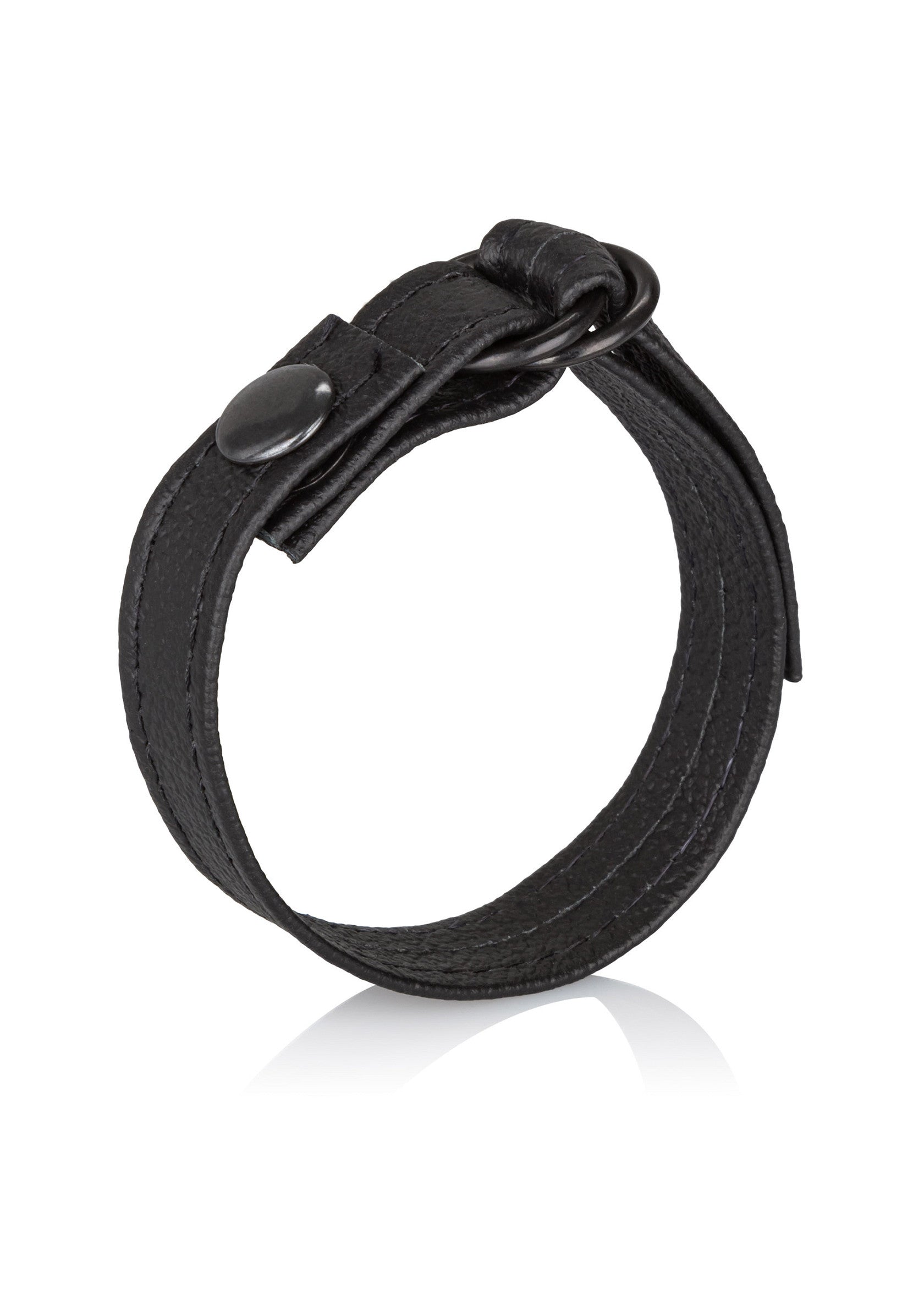 Bracelet en cuir noir avec bouton pression pour un look élégant et audacieux. Accessoire de mode polyvalent.; Zwarte leren armband met drukknoop voor een elegante en gedurfde look. Veelzijdig modeaccessoire.; Black leather arm cuff with snap button for a sleek, edgy look. A versatile fashion accessory.