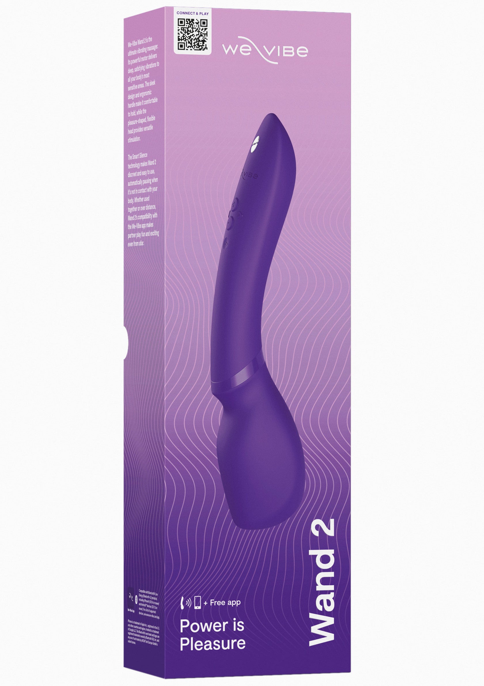 We-Vibe Wand 2: Masseur vibrant personnel, puissance et plaisir, design ergonomique violet.; We-Vibe Wand 2: Persoonlijke vibrerende massager, kracht en plezier, paars ergonomisch ontwerp.; We-Vibe Wand 2: Personal vibrating massager, power is pleasure, purple ergonomic design.