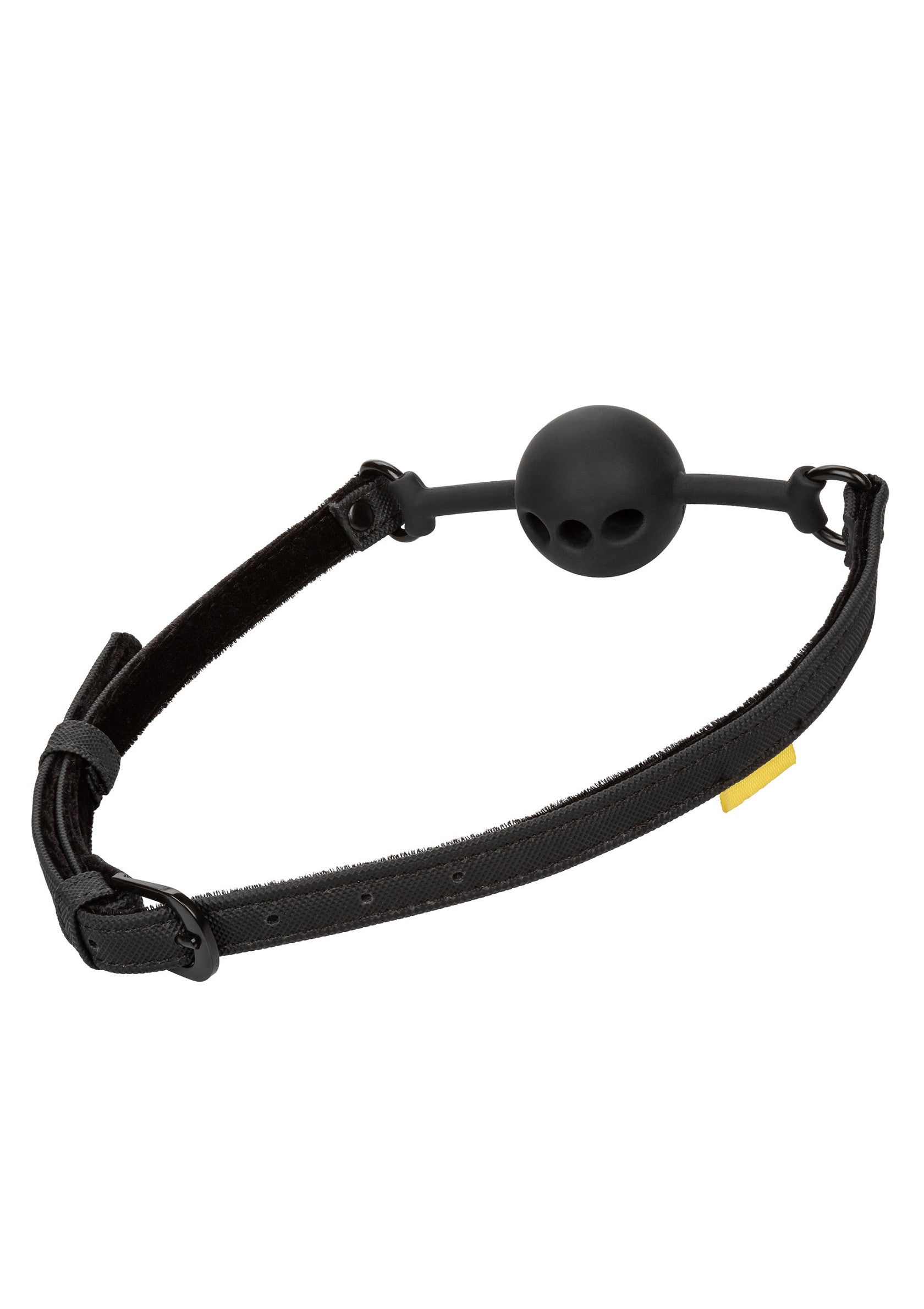 Bâillon boule noir réglable. Accessoire pour jeux de rôle et BDSM pour une soumission totale.; Verstelbare zwarte balgag. Accessoire voor rollenspellen en BDSM voor totale onderwerping.; Adjustable black ball gag. Accessory for role play and BDSM for total submission.