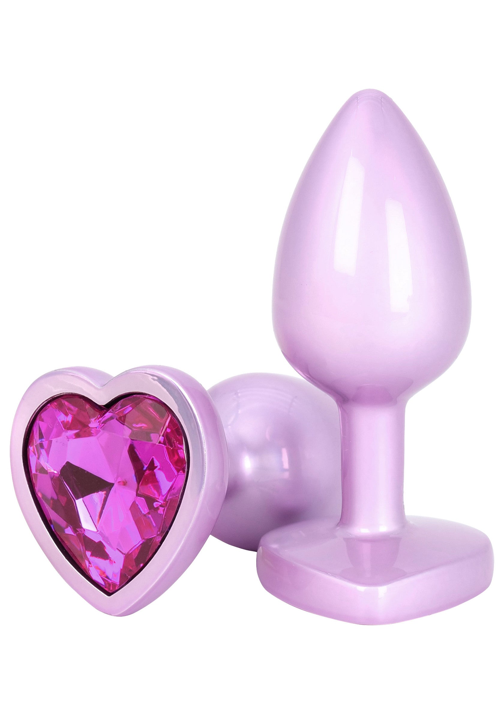 Plug anal rose avec bijou en forme de cœur rose. Accessoire de plaisir pour adultes.; Roze anaalplug met roze hartvormig juweel. Volwassen plezier accessoire.; Pink butt plug with pink heart-shaped jewel. Adult pleasure accessory.