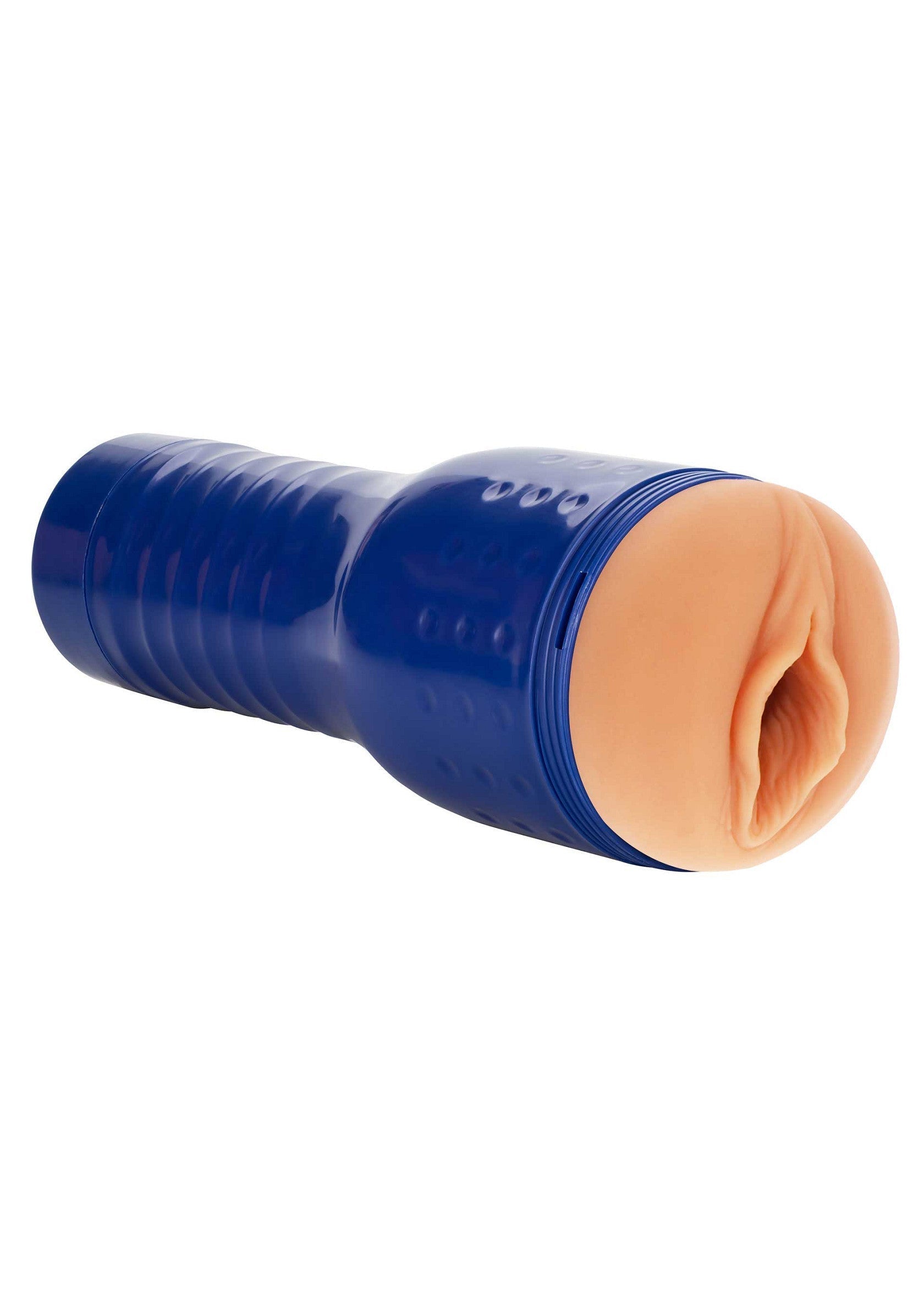 Manchon masturbateur bleu avec intérieur réaliste pour une expérience intense.; Blauwe masturbator met realistische binnenkant voor een intense ervaring.; Blue masturbator sleeve with realistic interior for intense pleasure.