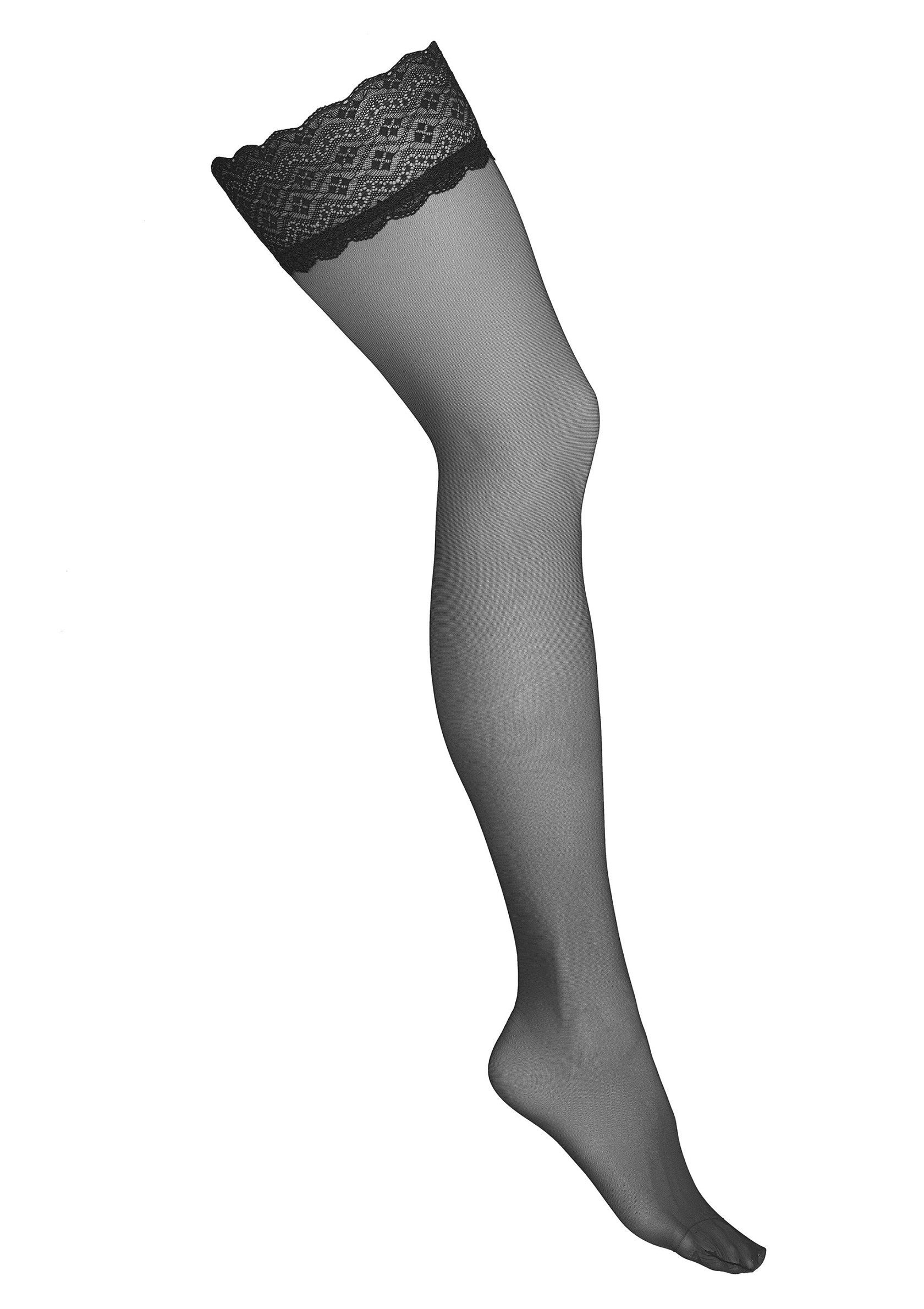 Bas autofixants noirs avec dentelle pour une allure élégante et sexy. Parfait pour toutes les occasions! ; Zwarte stay-up kousen met kant voor een elegante en sexy look. Perfect voor elke gelegenheid!; Black stay-up stockings with lace for an elegant and sexy look. Perfect for any occasion!