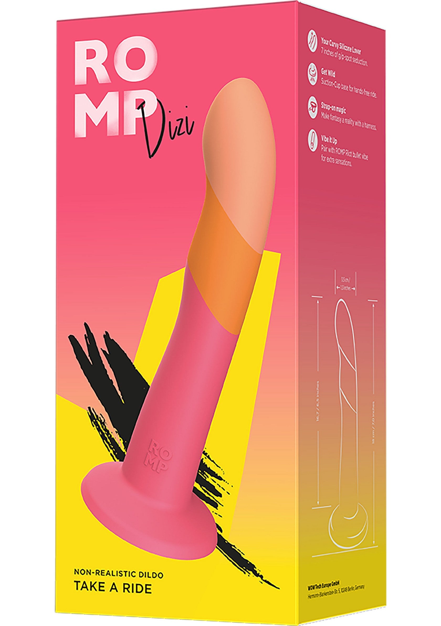 ROMp Vizi, gode vibrant non réaliste pour des sensations intenses. Explorez votre plaisir avec style !; ROMp Vizi, niet-realistische vibrerende dildo voor intense sensaties. Verken je plezier in stijl!; ROMp Vizi, non-realistic vibrating dildo for intense sensations. Explore your pleasure in style!
