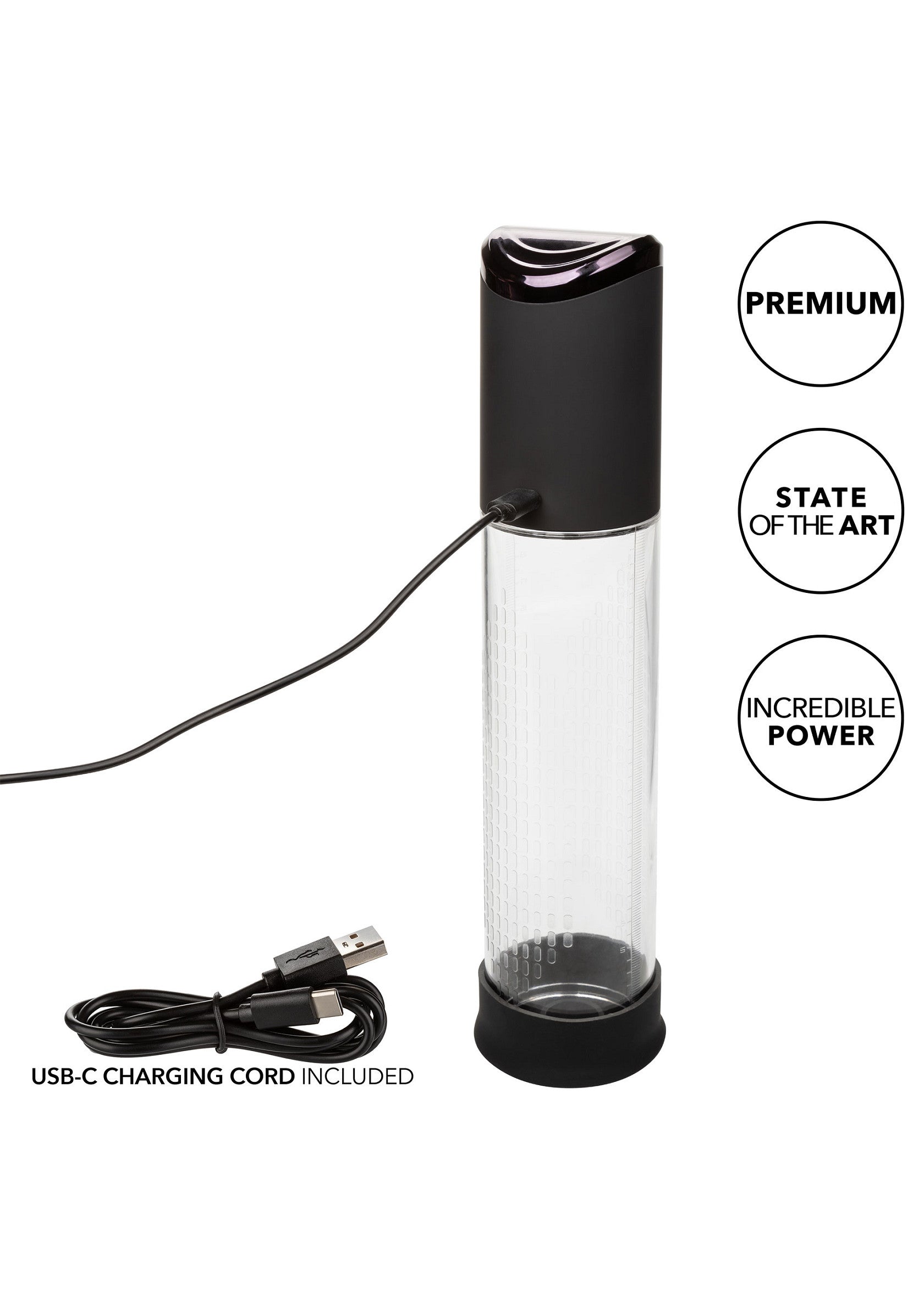 Stimulateur clitoridien à succion premium avec câble de charge USB-C inclus. Puissance incroyable et design moderne.; Premium clitoris stimulator met zuigkracht inclusief USB-C oplaadkabel. Ongelooflijke kracht en modern design.; Premium clitoral suction stimulator with USB-C charging cord included. Incredible power and state-of-the-art design.