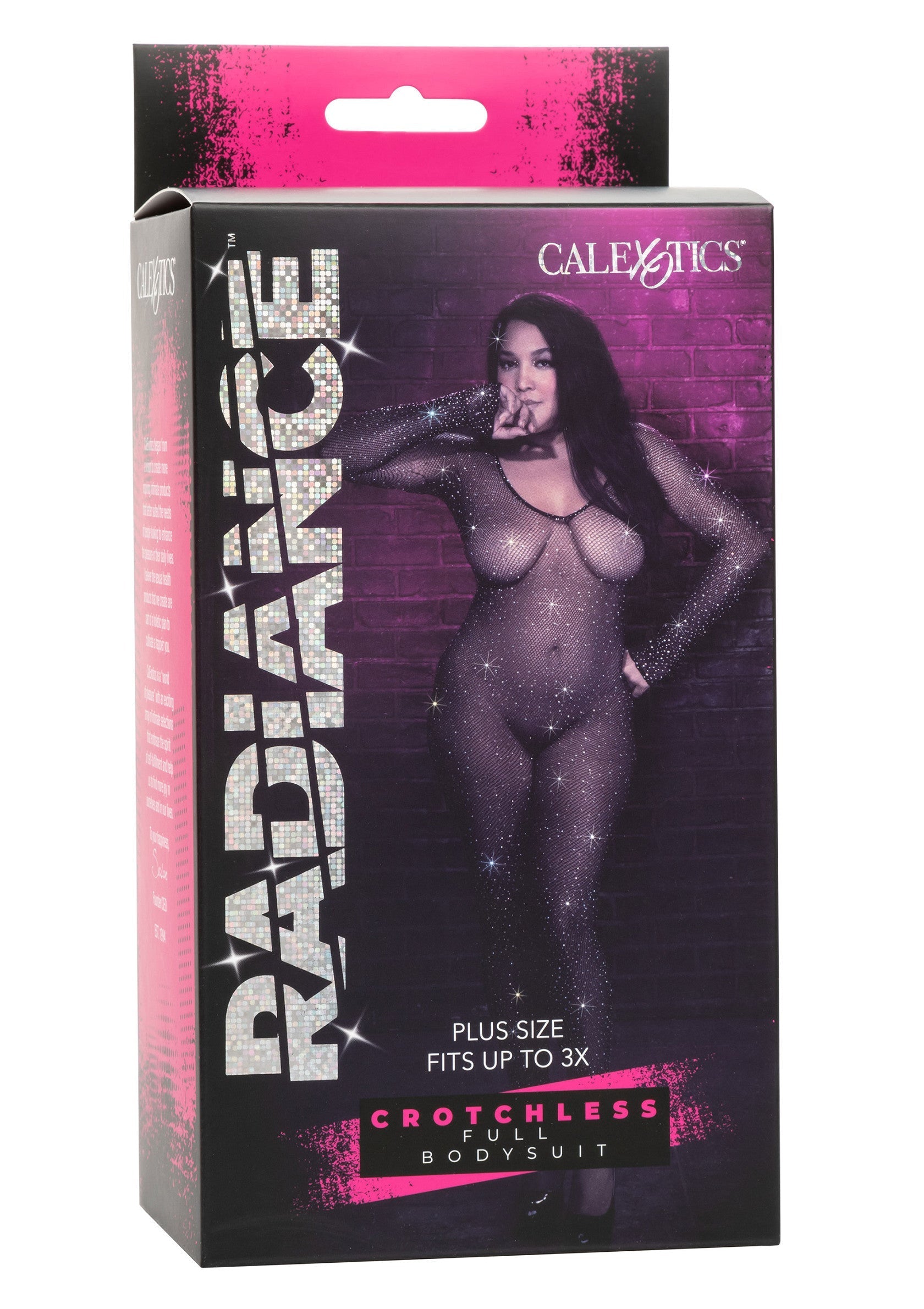 Body intégral sans entrejambe CalExotics Radiance taille plus. Lingerie sexy pour une nuit spéciale. Taille jusqu'à 3X.; CalExotics Radiance plus size kruisloze bodysuit. Sexy lingerie voor een speciale avond. Maat tot 3X.; CalExotics Radiance plus size crotchless bodysuit. Sexy lingerie for a special night. Fits up to size 3X.