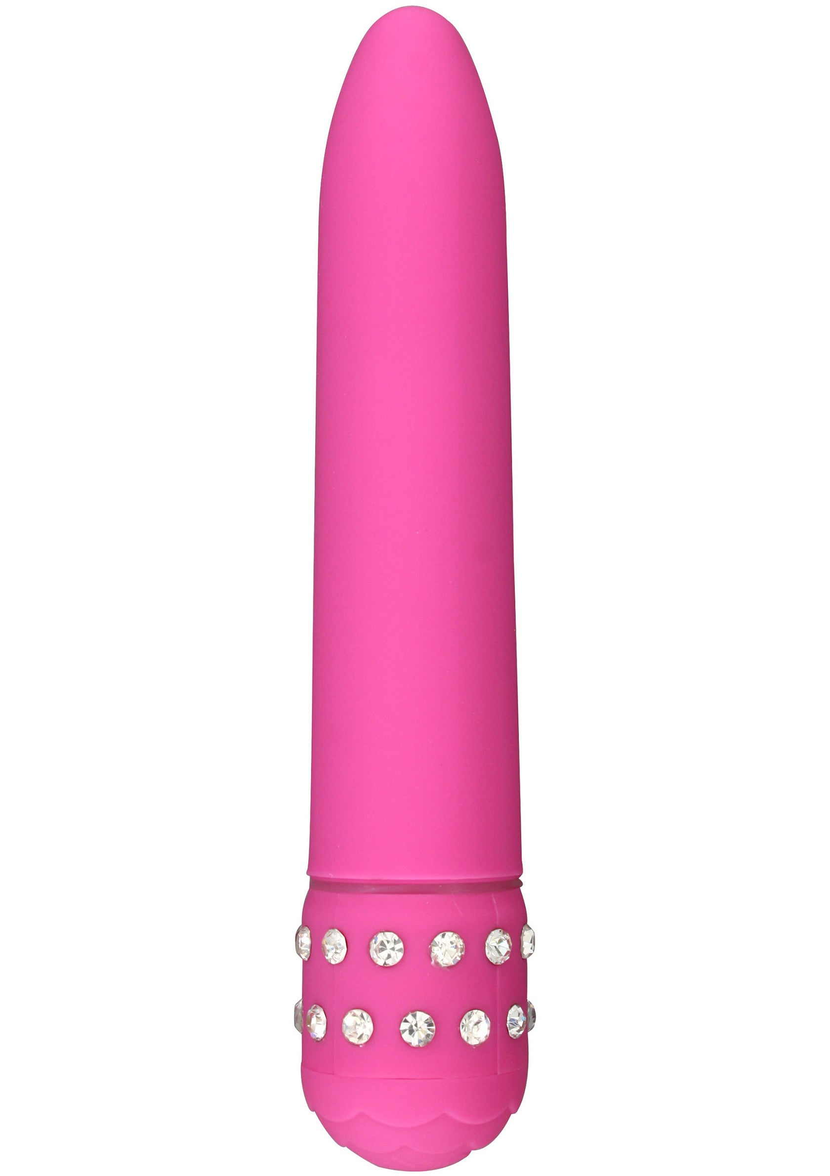 Vibromasseur rose orné de strass pour un plaisir intense et scintillant. Discrétion et luxe réunis.; Roze vibrator met strass steentjes voor intens en sprankelend genot. Discreet en luxueus gecombineerd.; Pink vibrator adorned with rhinestones for intense and sparkling pleasure. Discretion and luxury combined.