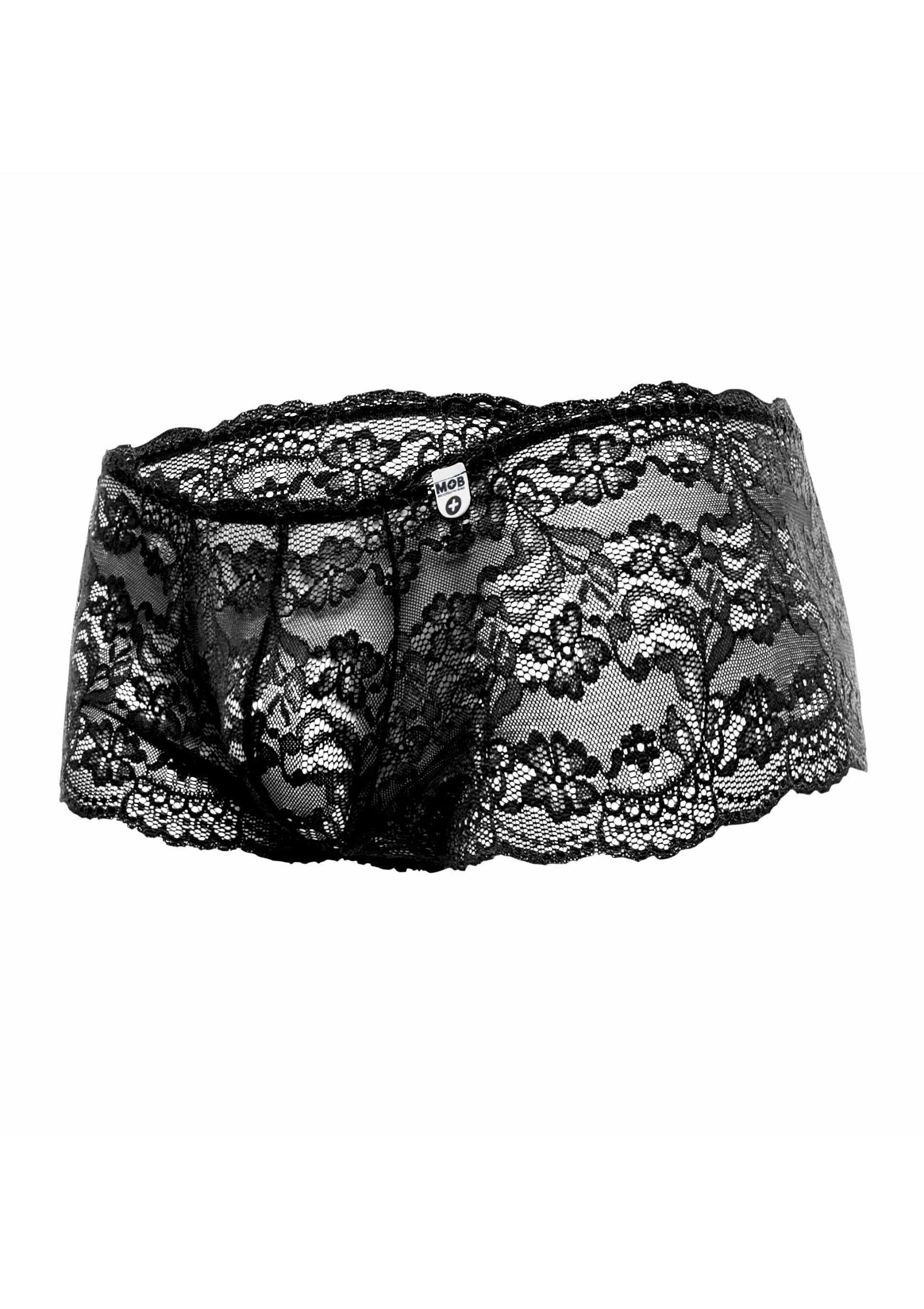 Shorty en dentelle noire délicate. Lingerie féminine et élégante.; Delicate zwarte kanten shorty. Vrouwelijke en elegante lingerie.; Delicate black lace shorty. Feminine and elegant lingerie.